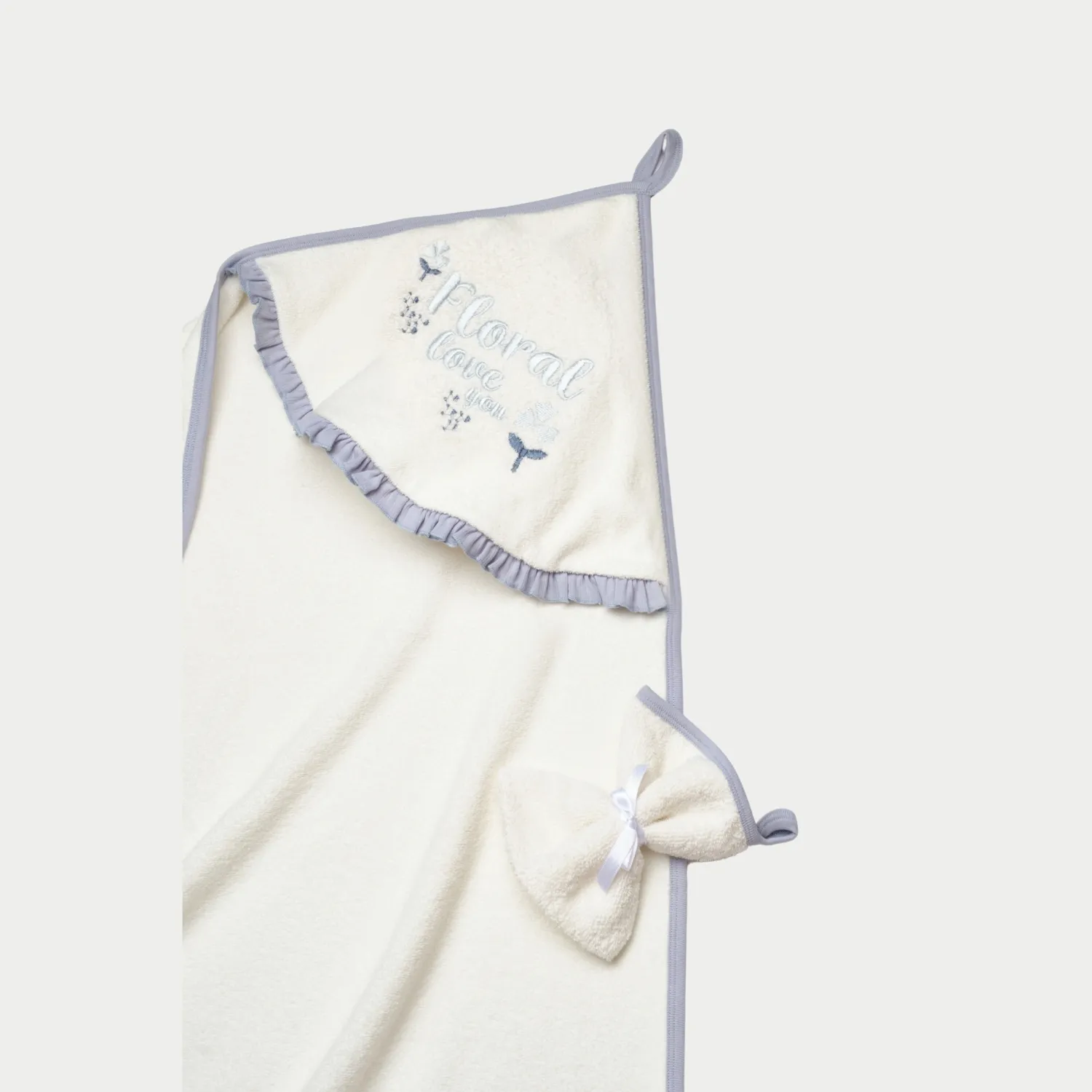 Bibaby Organik Havlu Panço Love Floral Ekru - Lila