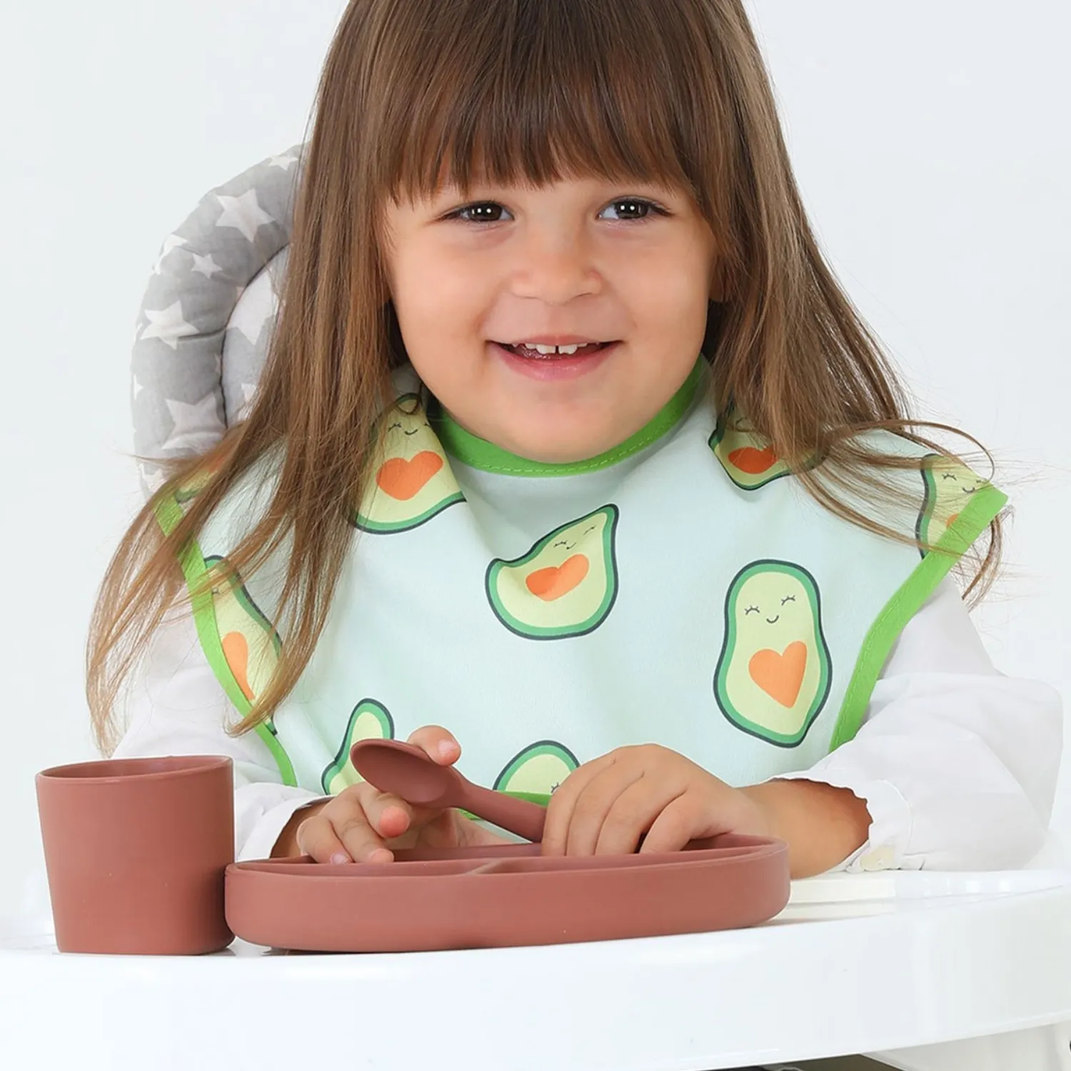 Babyjem Baskılı BLW Kolsuz Mama Önlüğü Avokado Desenli