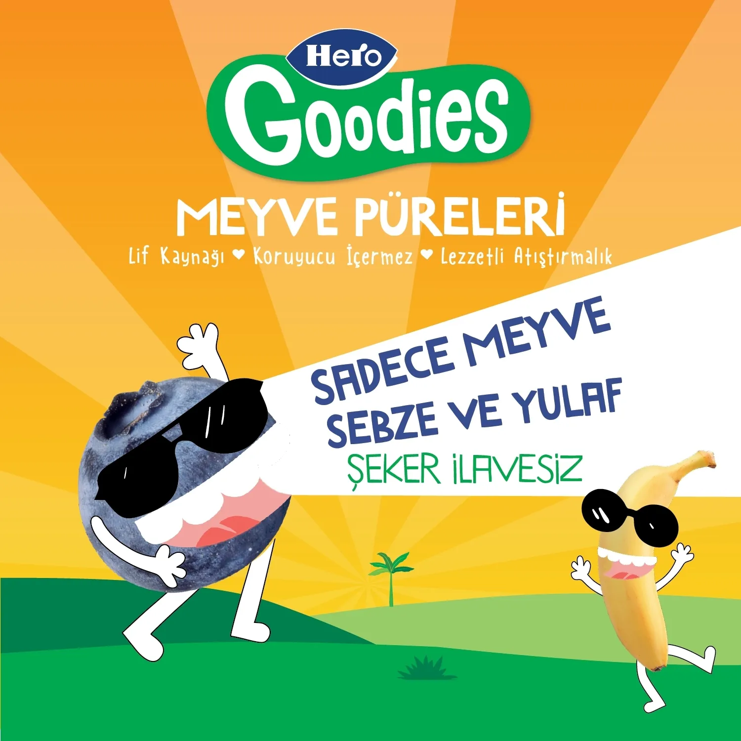 Hero Baby Goodies Yaban Mersini-Muz-Yulaf Meyve Püresi 100 gr