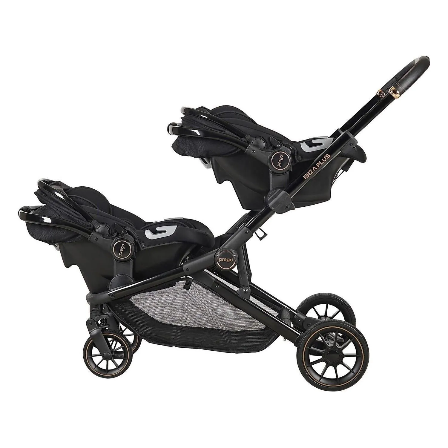 Prego 2223 Ibiza Plus Travel Sistem İkiz Bebek Arabası Siyah