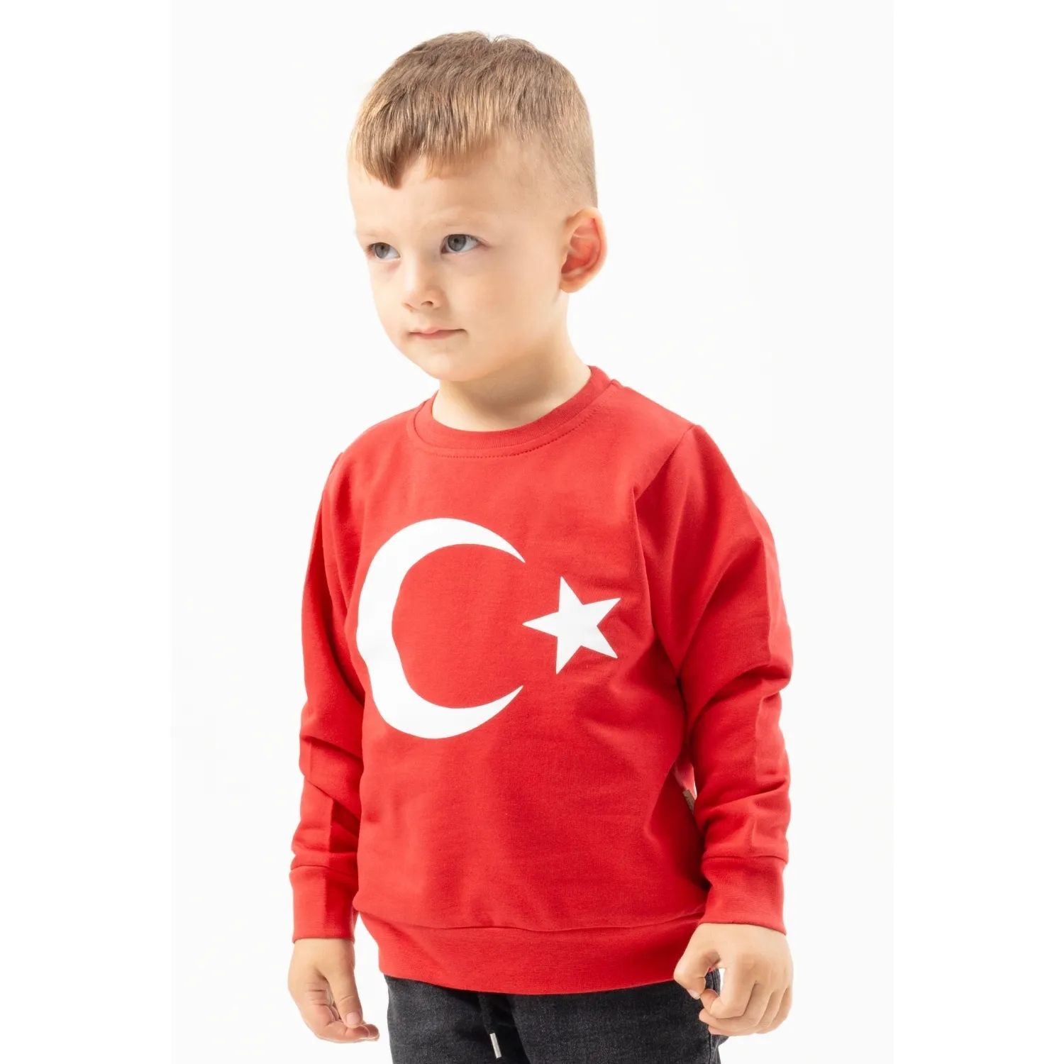 Winimo Sweatshirt Ay Yıldız Baskılı Kırmızı