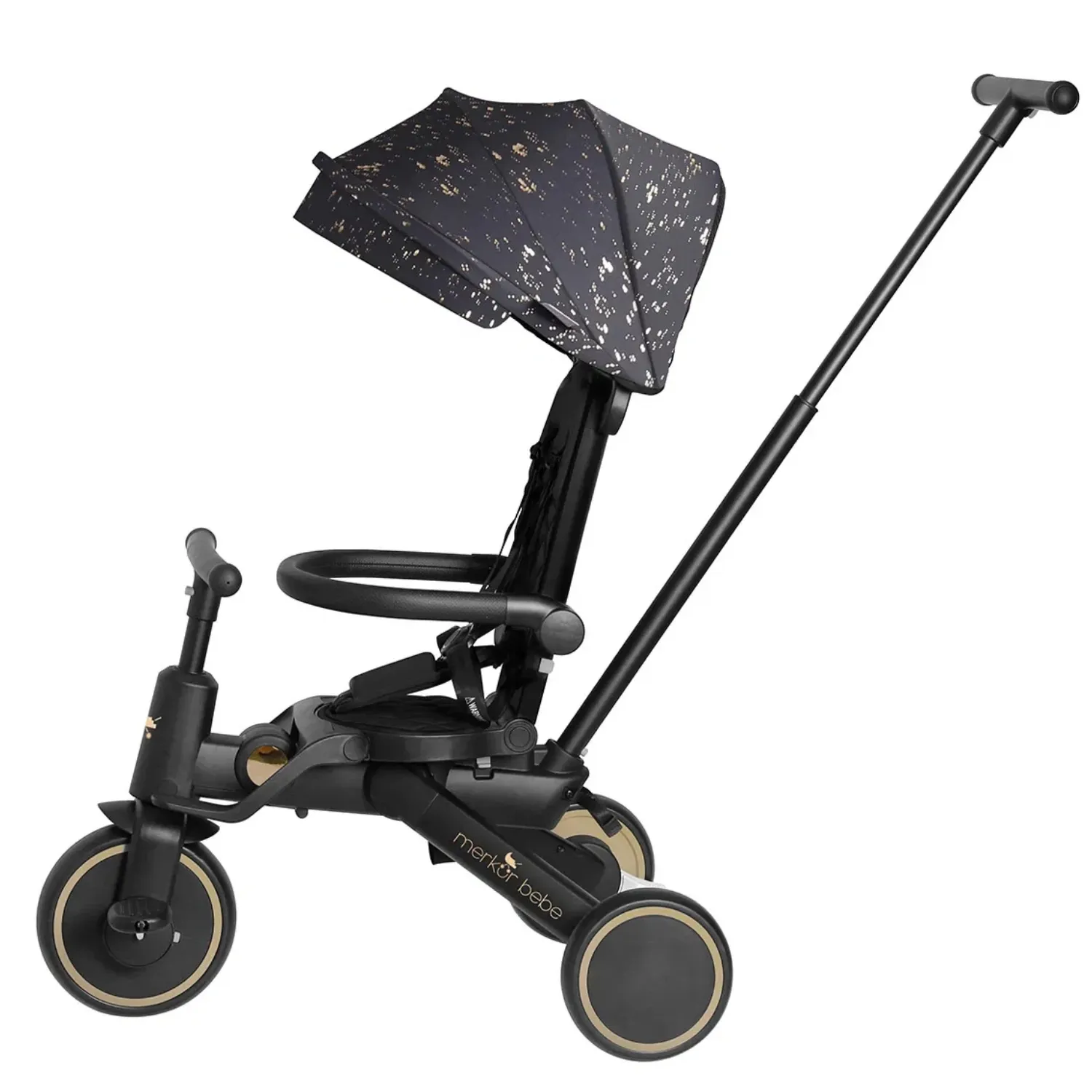 Merkür Bebe 9in1 Hawk Üç Tekerlekli Bebek ve Çocuk Bisikleti Premium Gold