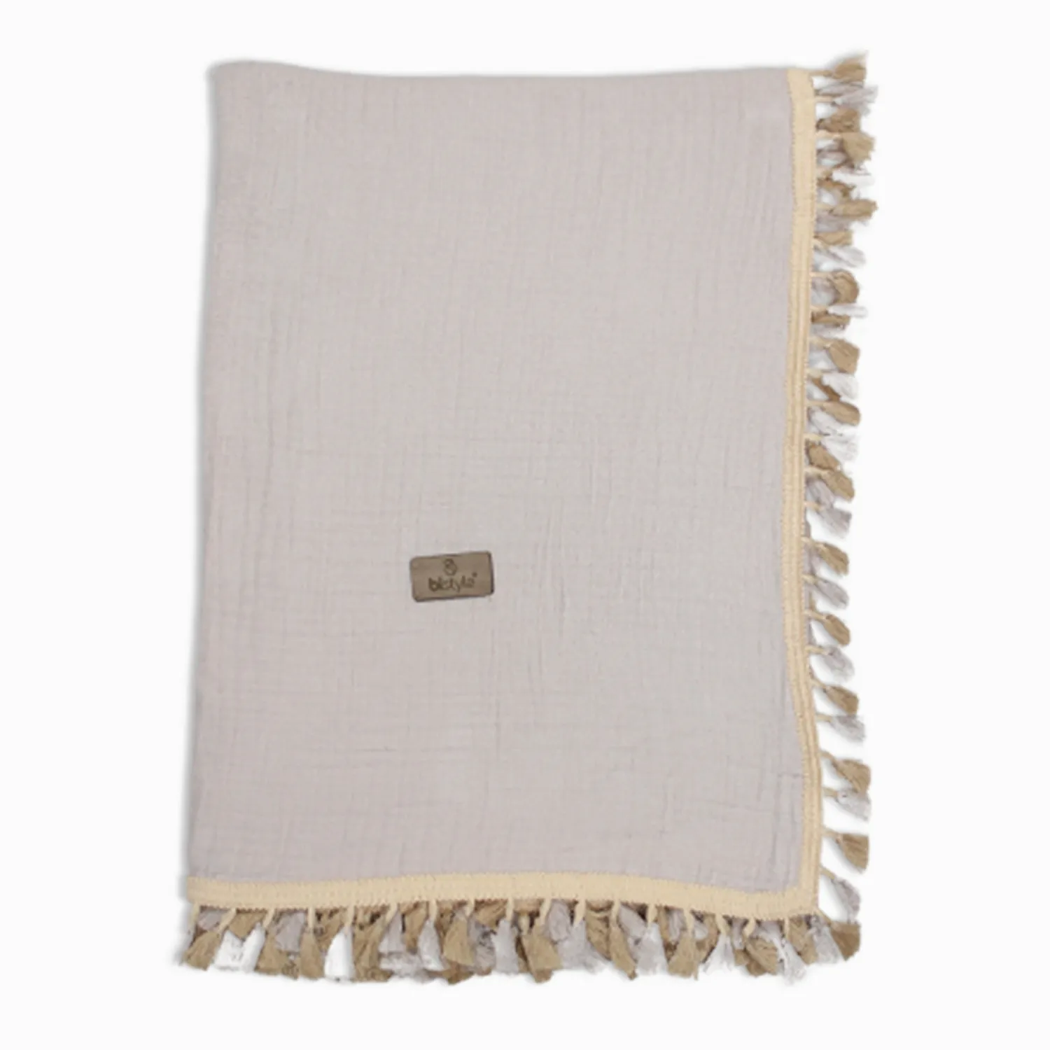 Bistyle Organik Müslin Battaniye Fistolu 80x90cm Taş