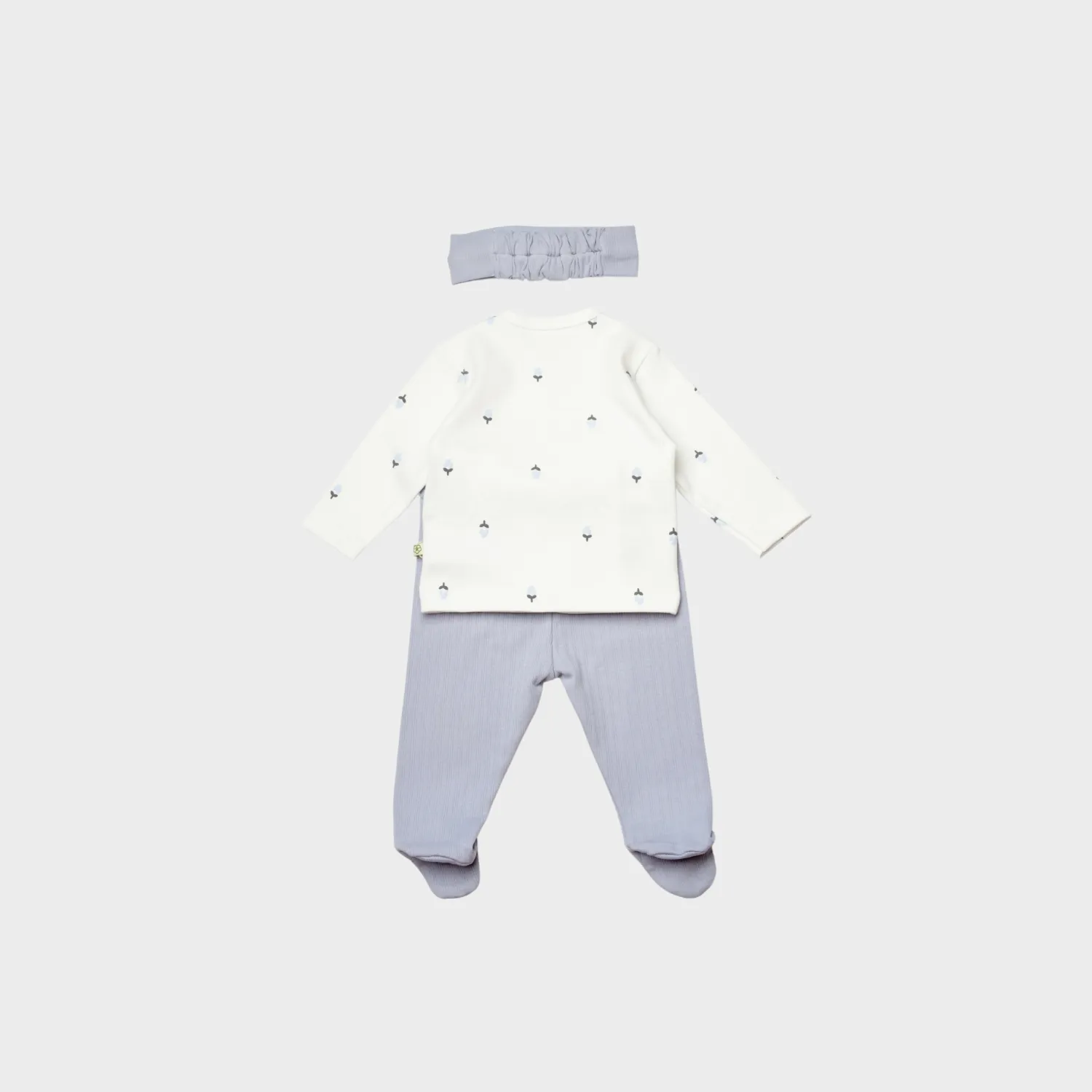 Bibaby Organik Zıbın Takımı 3lü Love Floral Baby Ekru - Lila