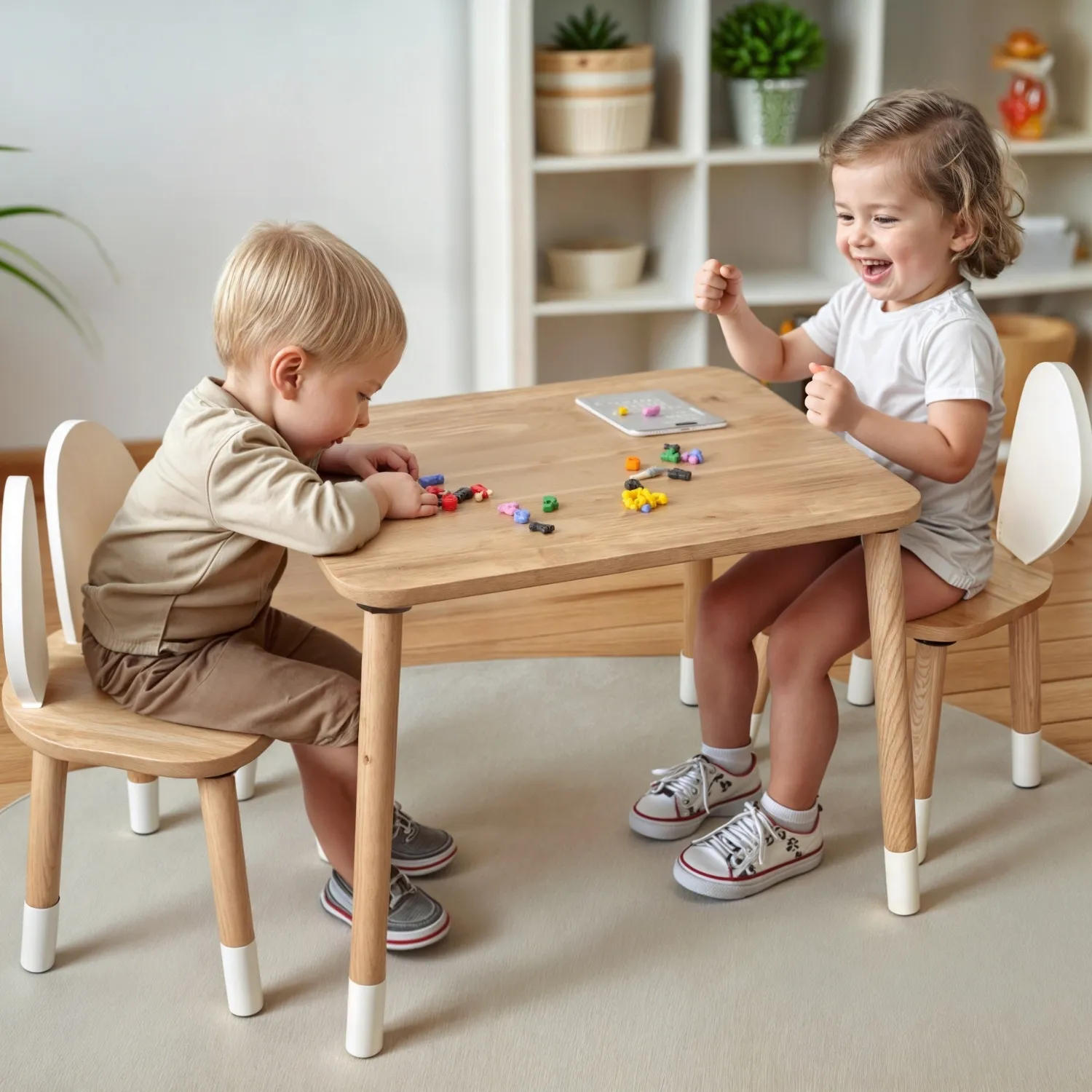 Bee Smart 2 Sandalyeli Masa Seti Beyaz Naturel 
