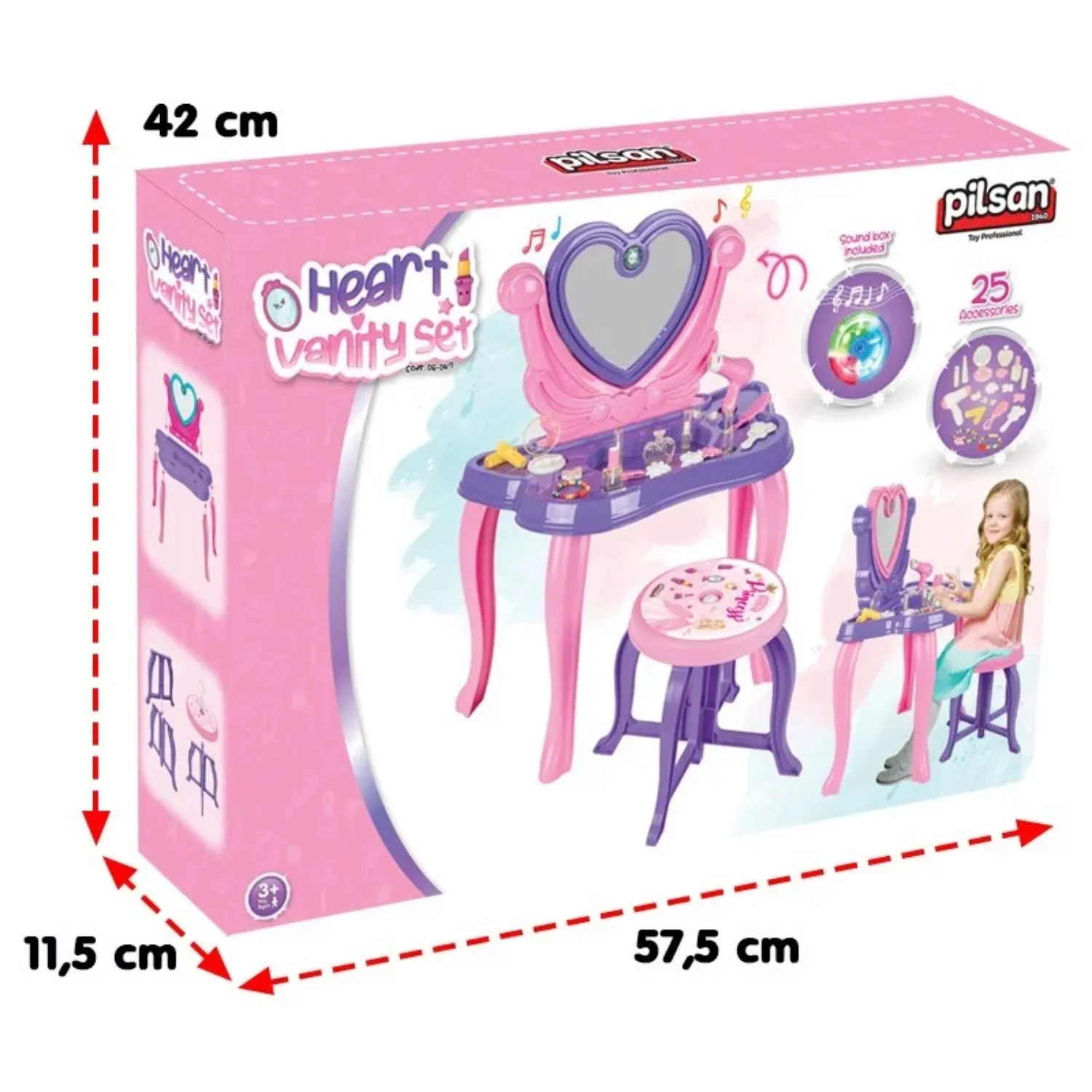 Pilsan Kalp Makyaj Masası 25 Aksesuar