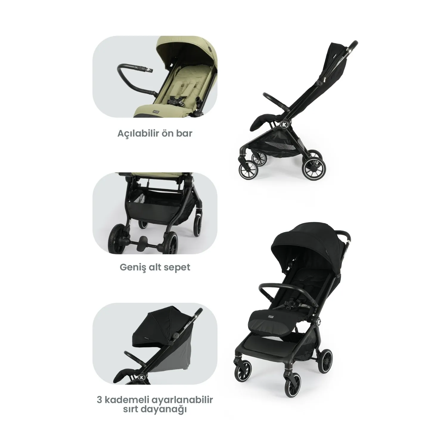 Kanz Bold Bebek Arabası Iron Black