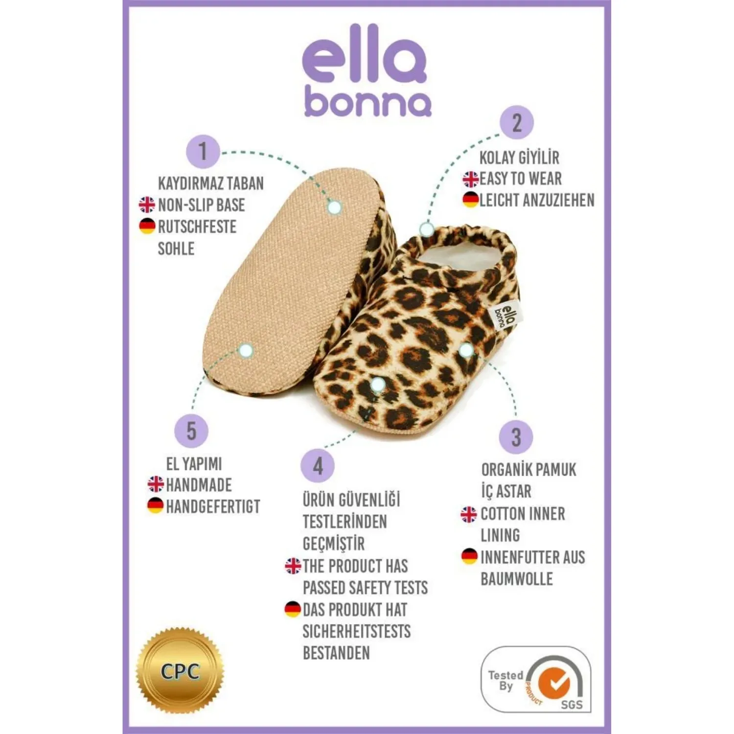 Ella Bonna Patik Kaydırmaz Taban Leopar