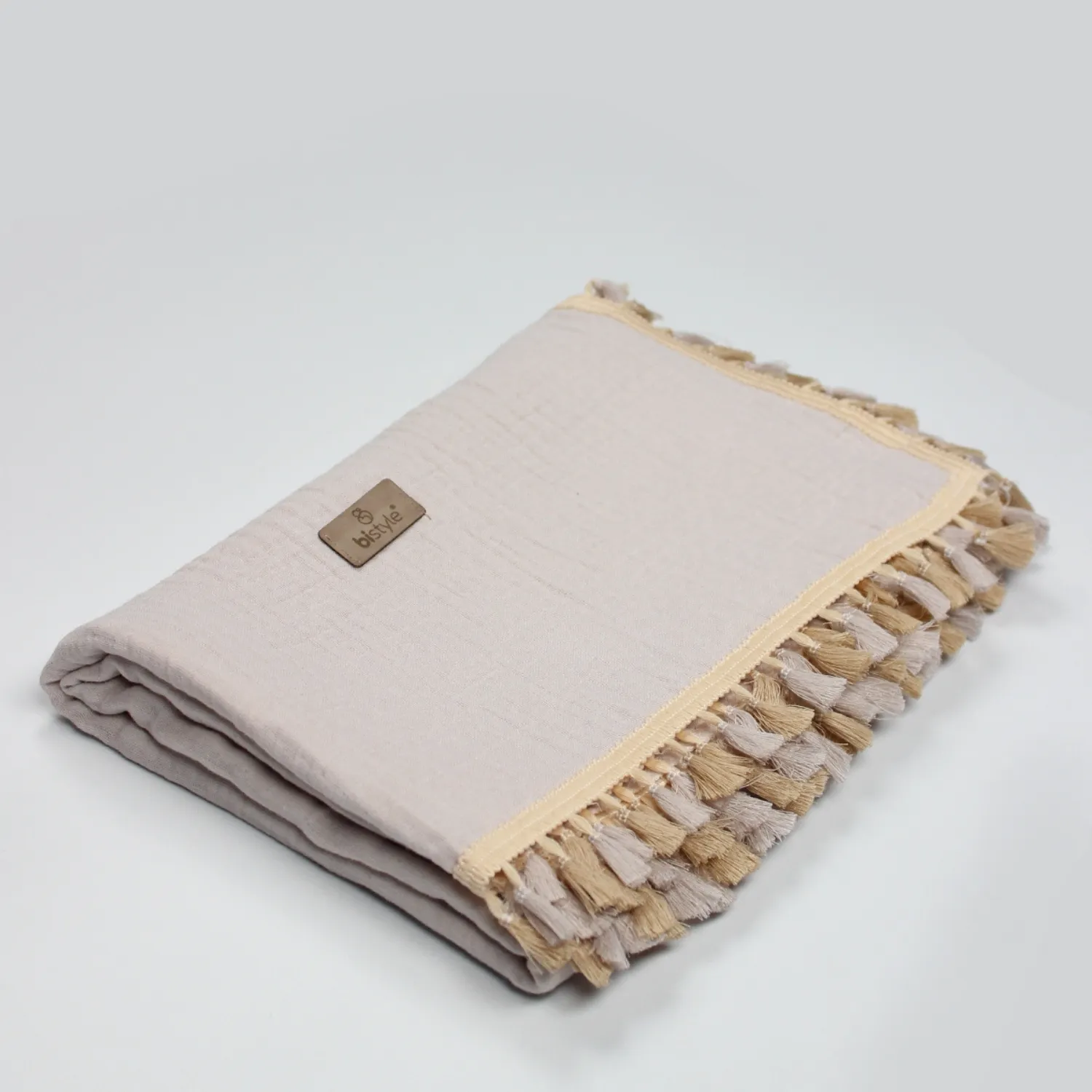 Bistyle Organik Müslin Battaniye Fistolu 80x90cm Taş