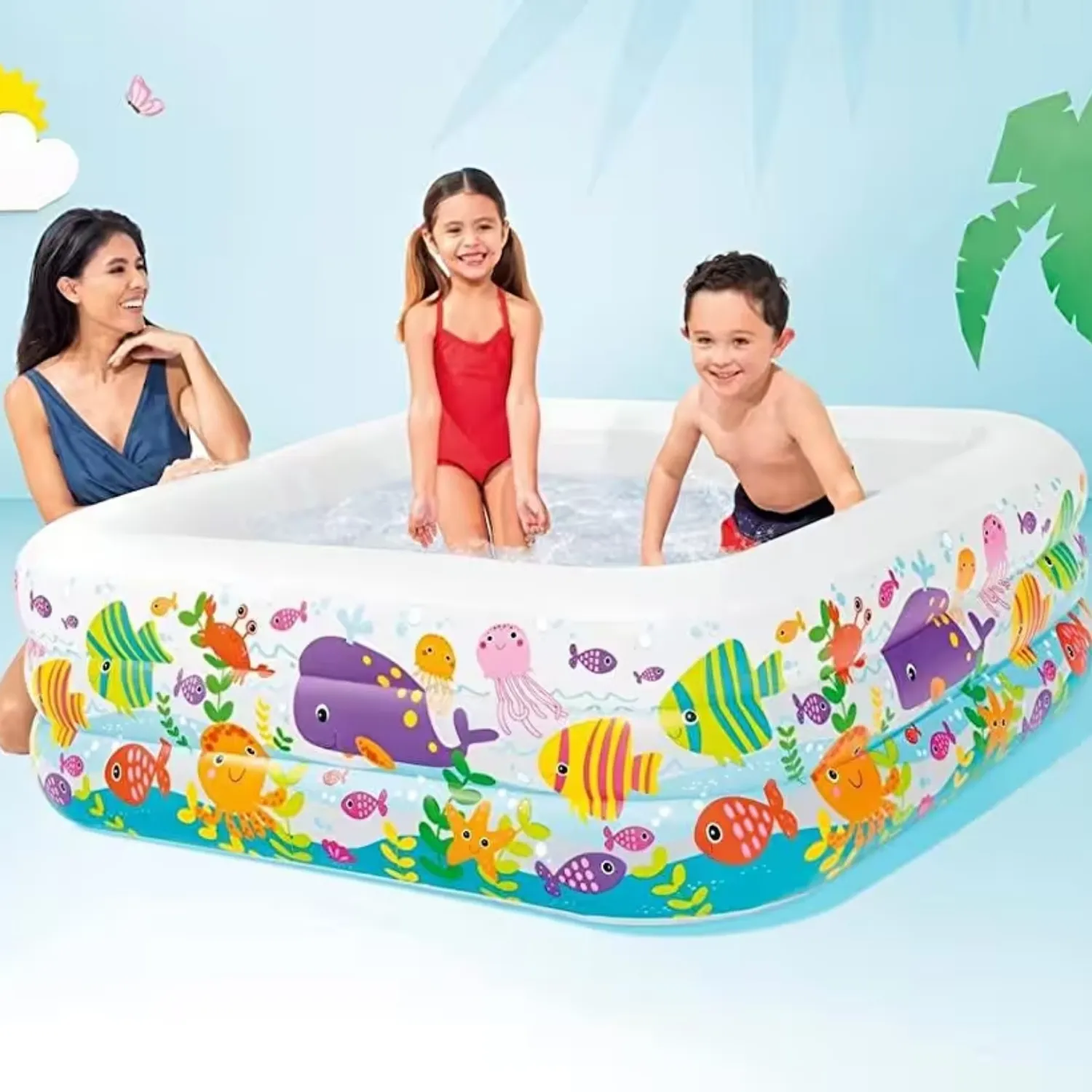 Intex Deniz Desenli 3 Bölme Çocuk Şişme Havuz 159 cm