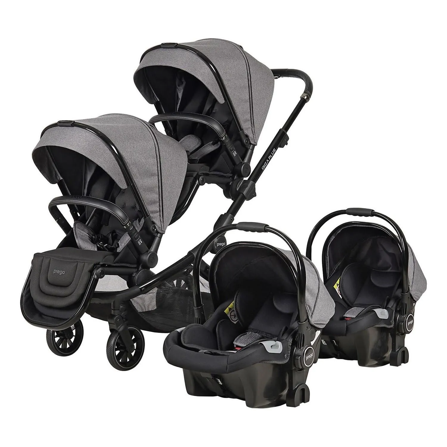 Prego 2223 Ibiza Plus Travel Sistem İkiz Bebek Arabası Gri