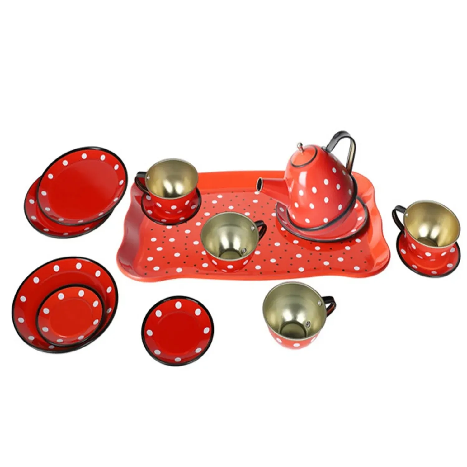 Vardem Puantiye'li Renkli Metal Çay Set 14 Parça