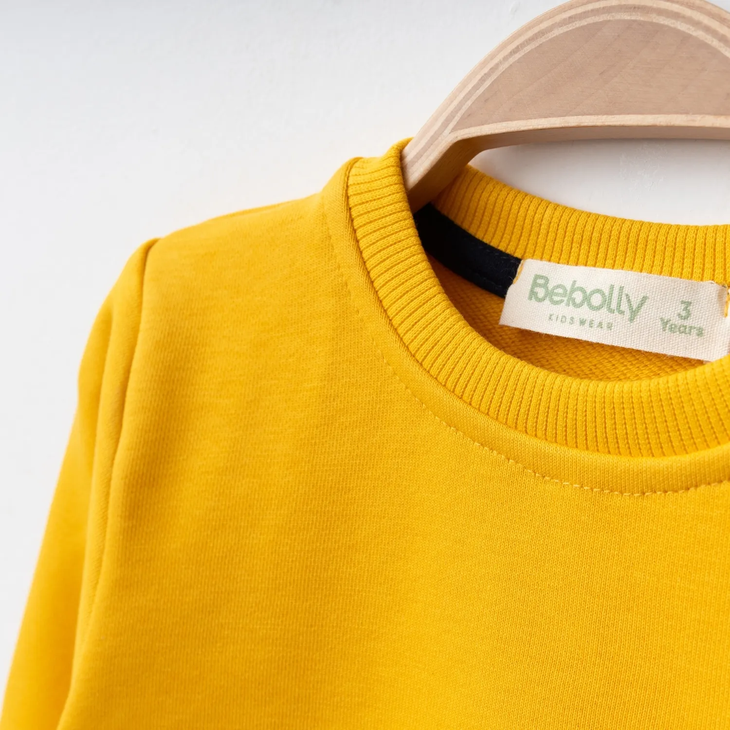 Bebolly Sweatshirt Basic Üç İplik Şardonsuz Sarı