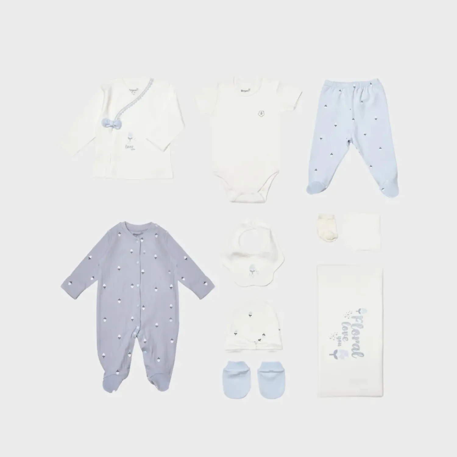 Bibaby Organik Hastane Çıkışı 10lu Love Floral Ekru - Lila