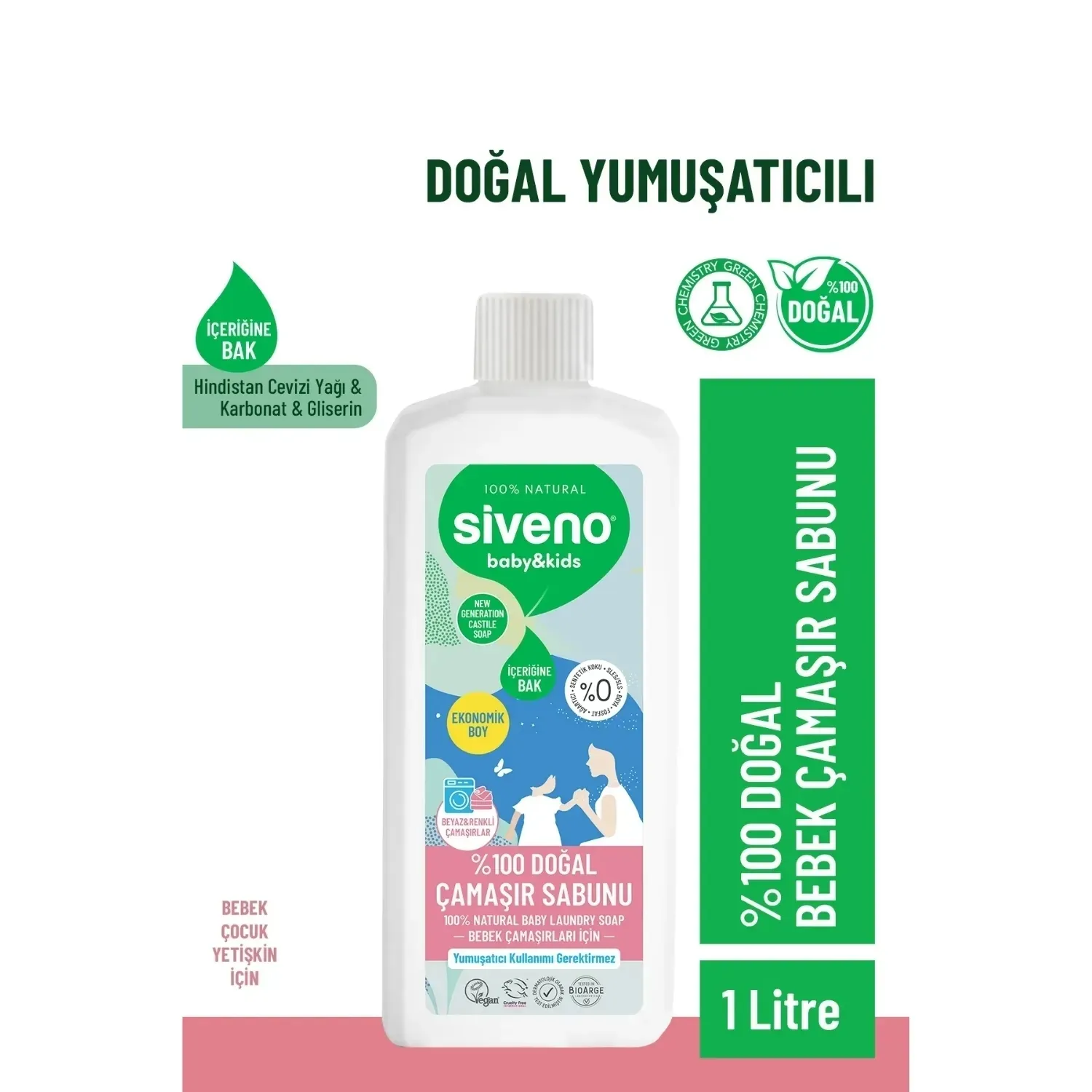 Siveno Baby Doğal Bebek Çamaşır Sabunu 1 lt*2