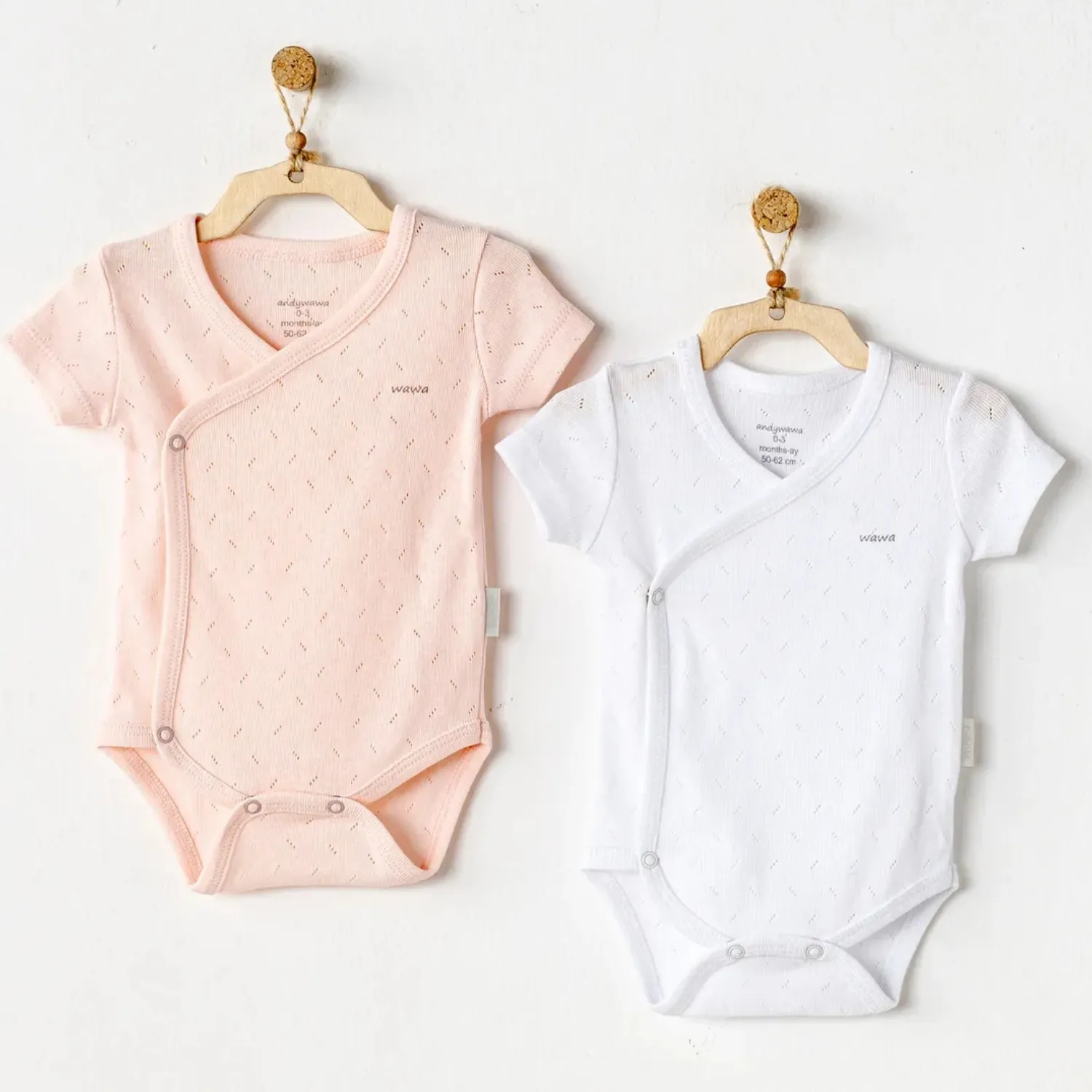 Andy Wawa Zıbın Body 2li Jacquard Basic Pembe - Beyaz