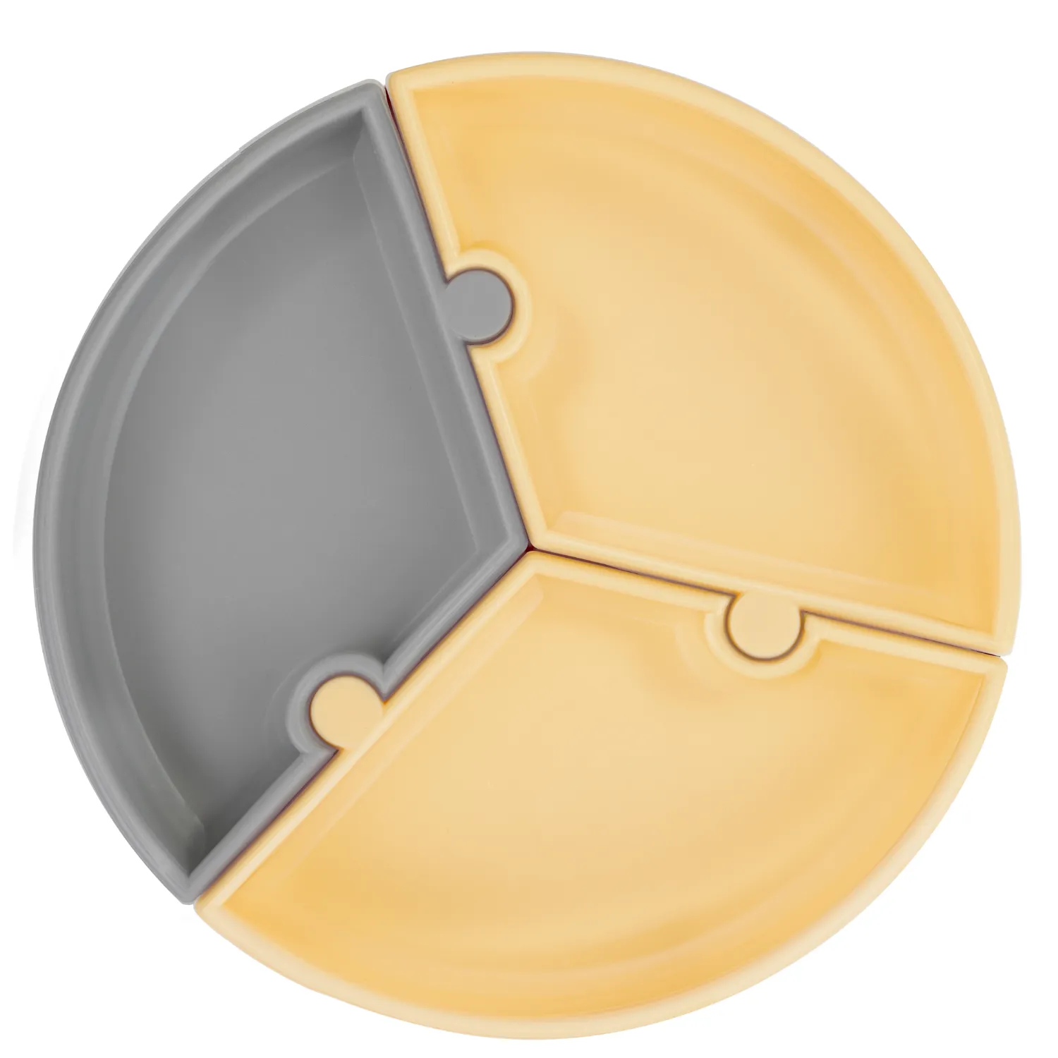 OiOi Puzzle Bebek Tabağı 6+ Ay Mellow Yellow - Powder Grey