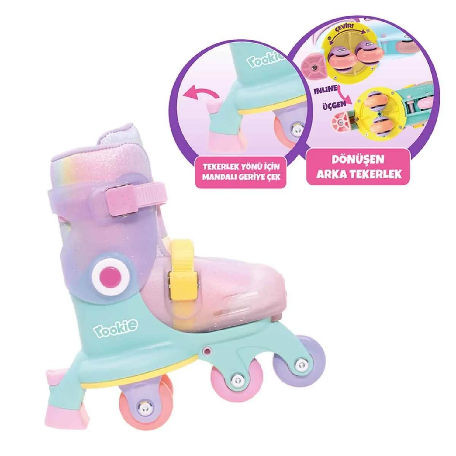 Ayarlanabilir Dönüşen Tekerlekli 2 IN 1 Twisty Paten Pembe