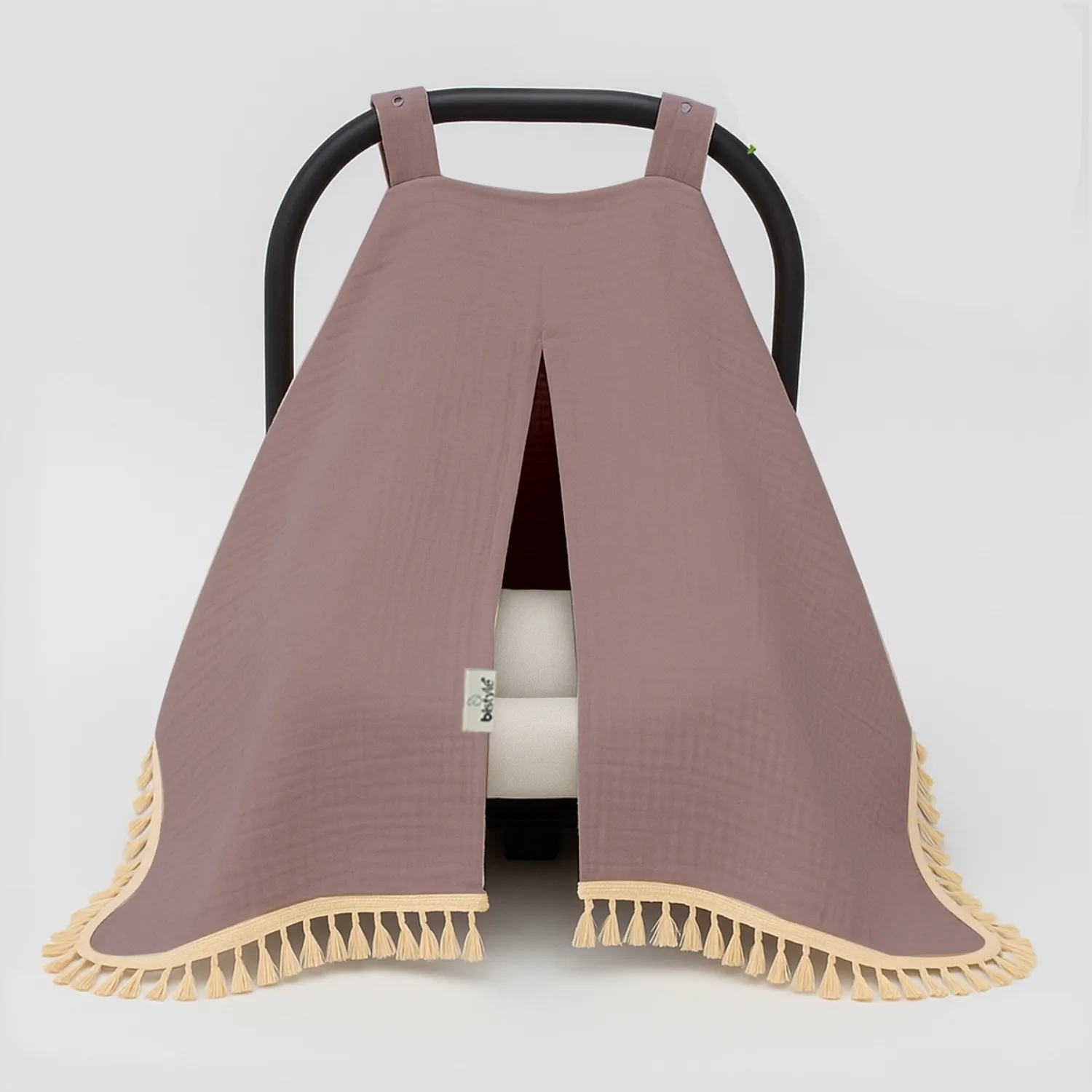 Bistyle Müslin Puset Yüz Örtüsü Püsküllü Antrasit Bistyle Müslin Puset Yüz Örtüsü Püsküllü Antrasit