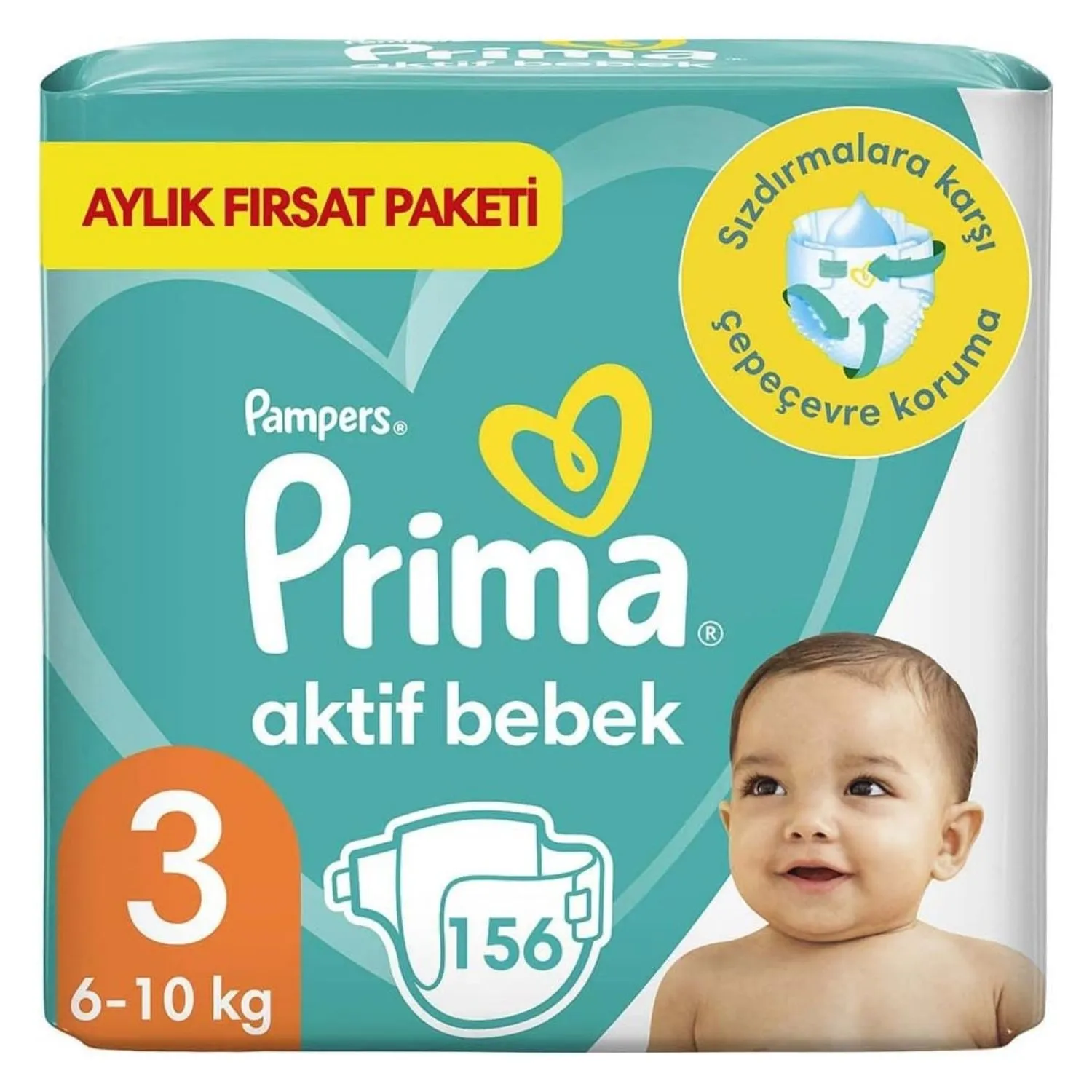 Prima Aktif Bebek Bezi 3 Beden Midi 6-10 Kg 156lı Aylık Fırsat Paketi