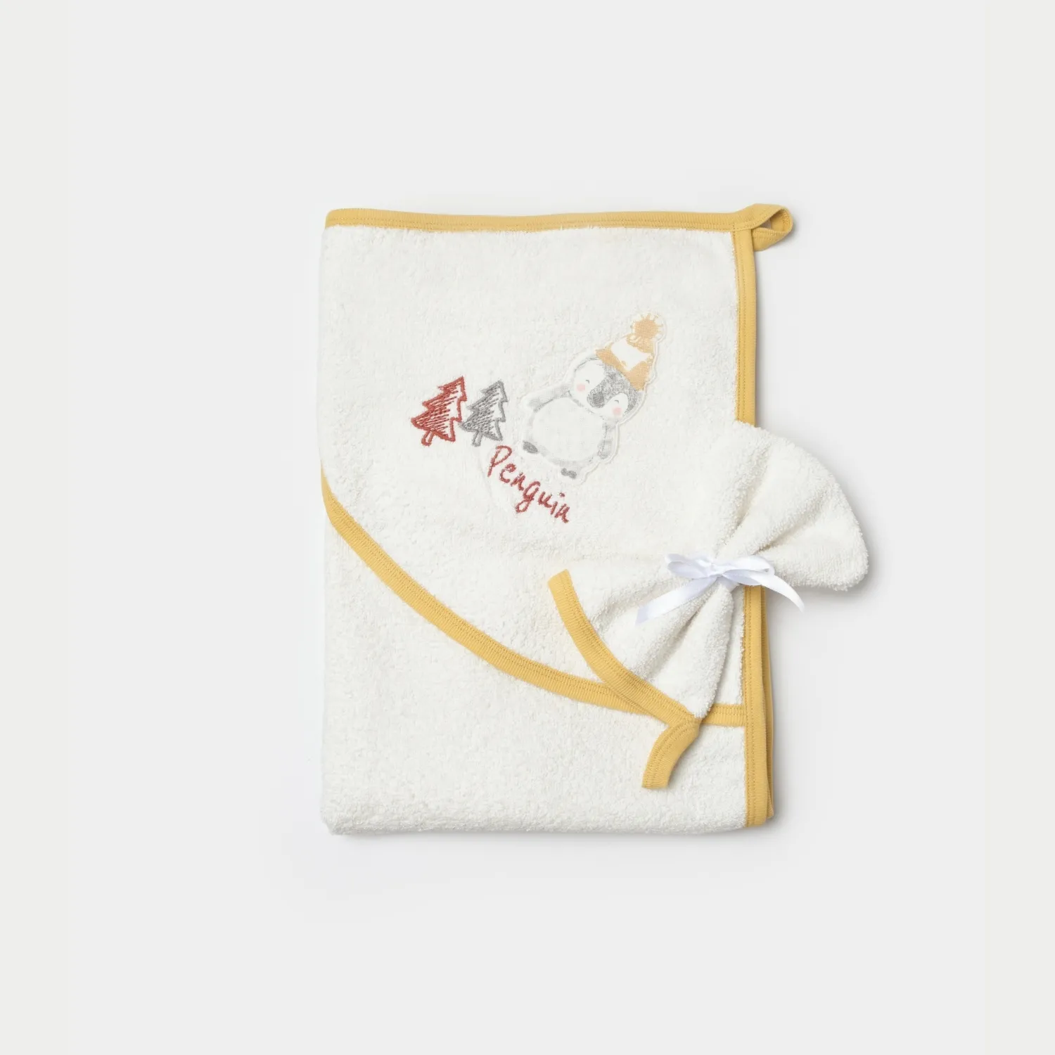 Bibaby Organik Bornoz Penguin Club Ekru - Gri