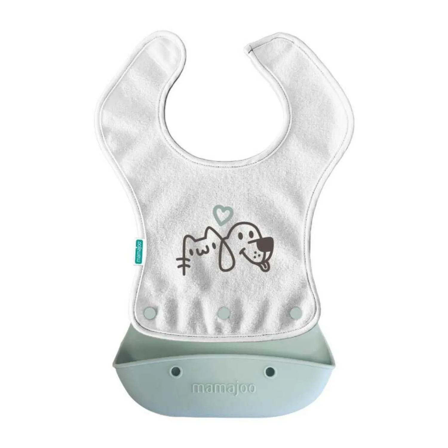Mamajoo Katlanır Silikon & Kumaş Mama Önlüğü Powder Green
