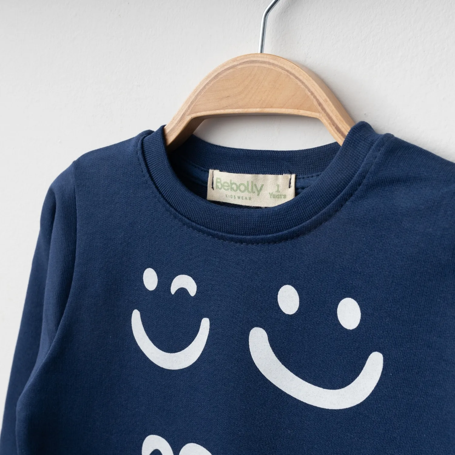 Bebolly Sweatshirt Makes Me Smile Baskılı  Lacivert