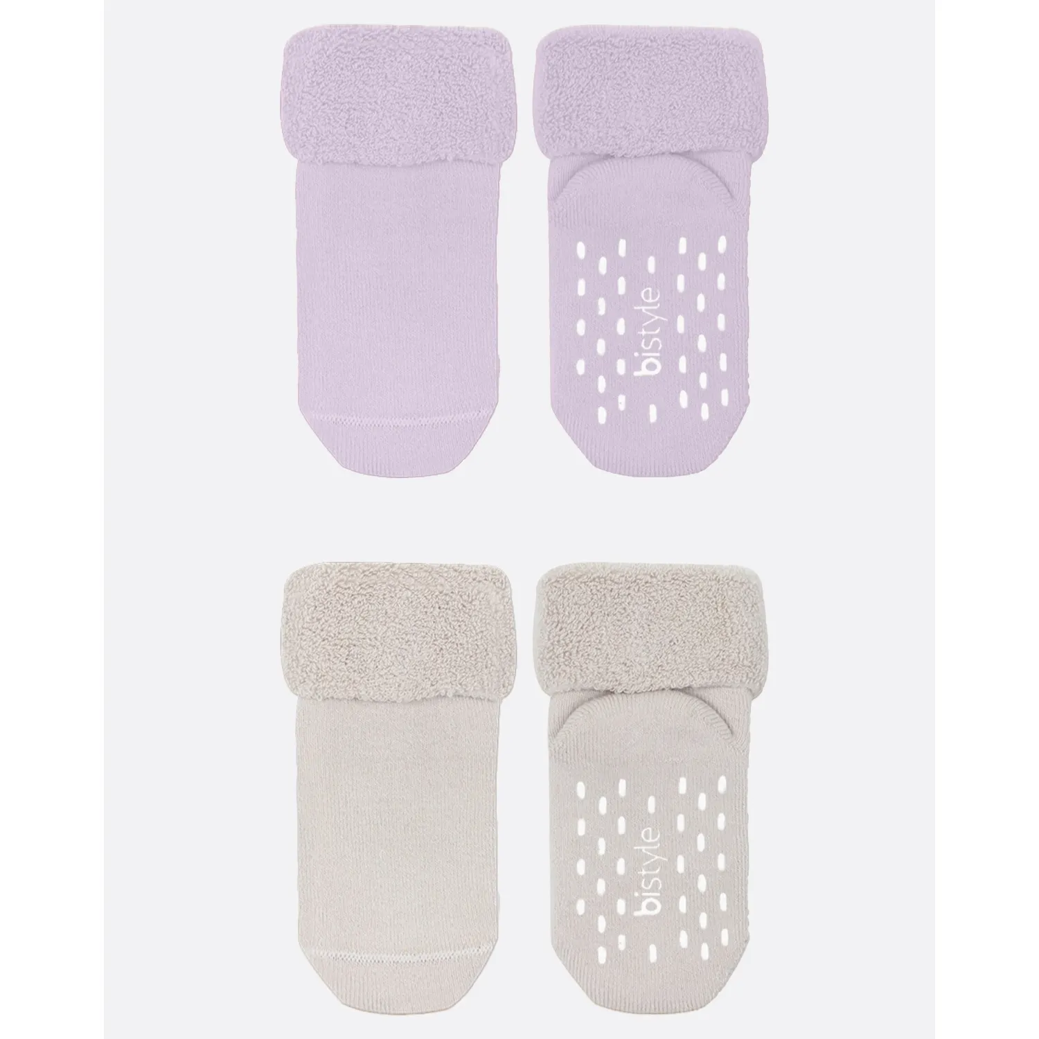 Bistyle Çorap Soket Havlu 2li Kaymaz Basic Girl Lila - Natural