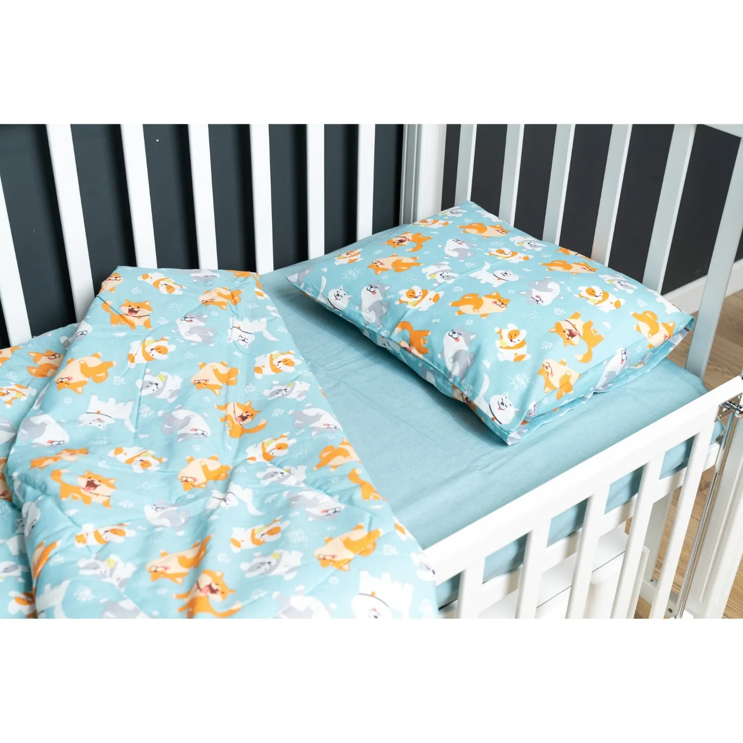 Bebek Nevresim Seti Kedi 3 Parça Çantalı 100x150