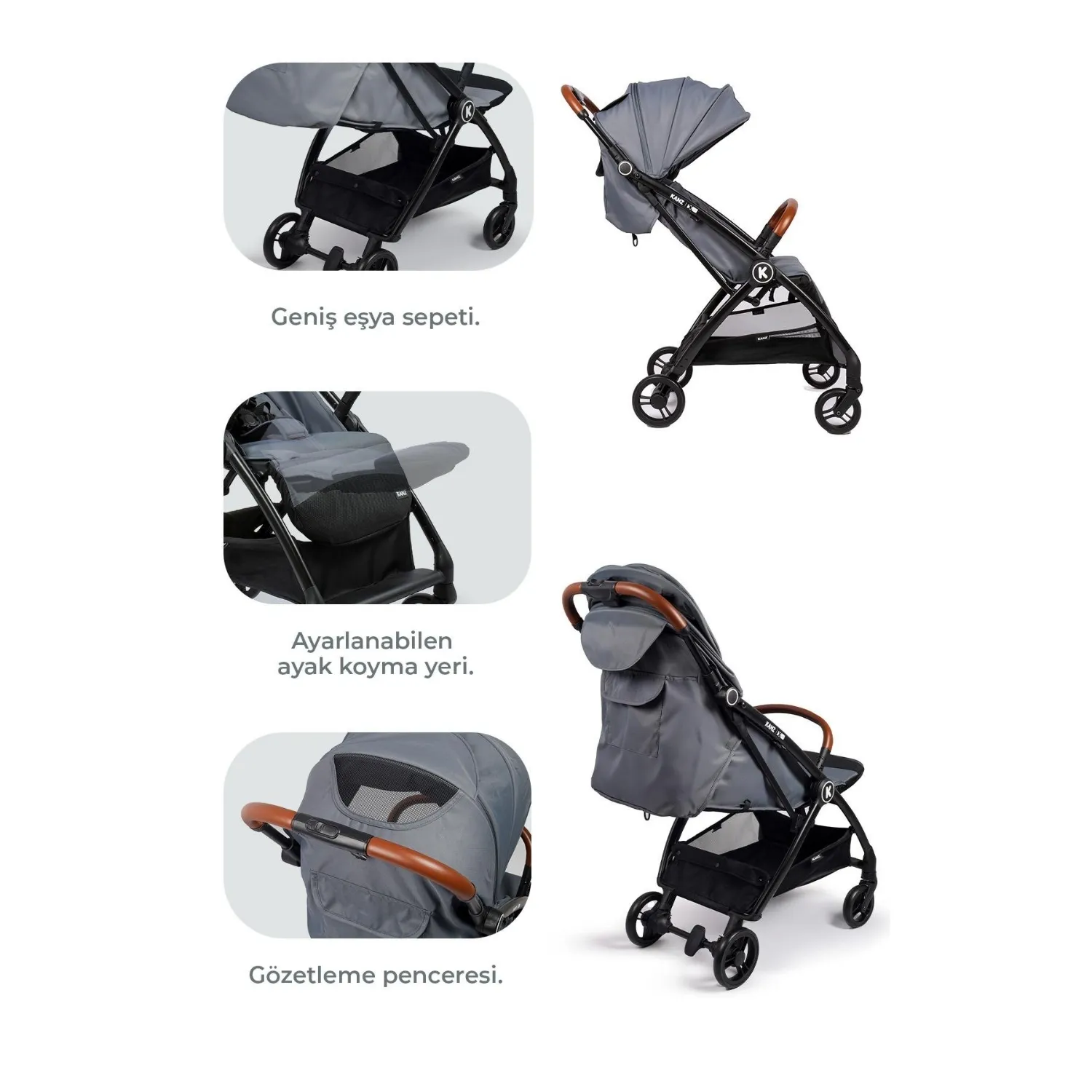 Kanz XFlop Bebek Arabası Dark Grey