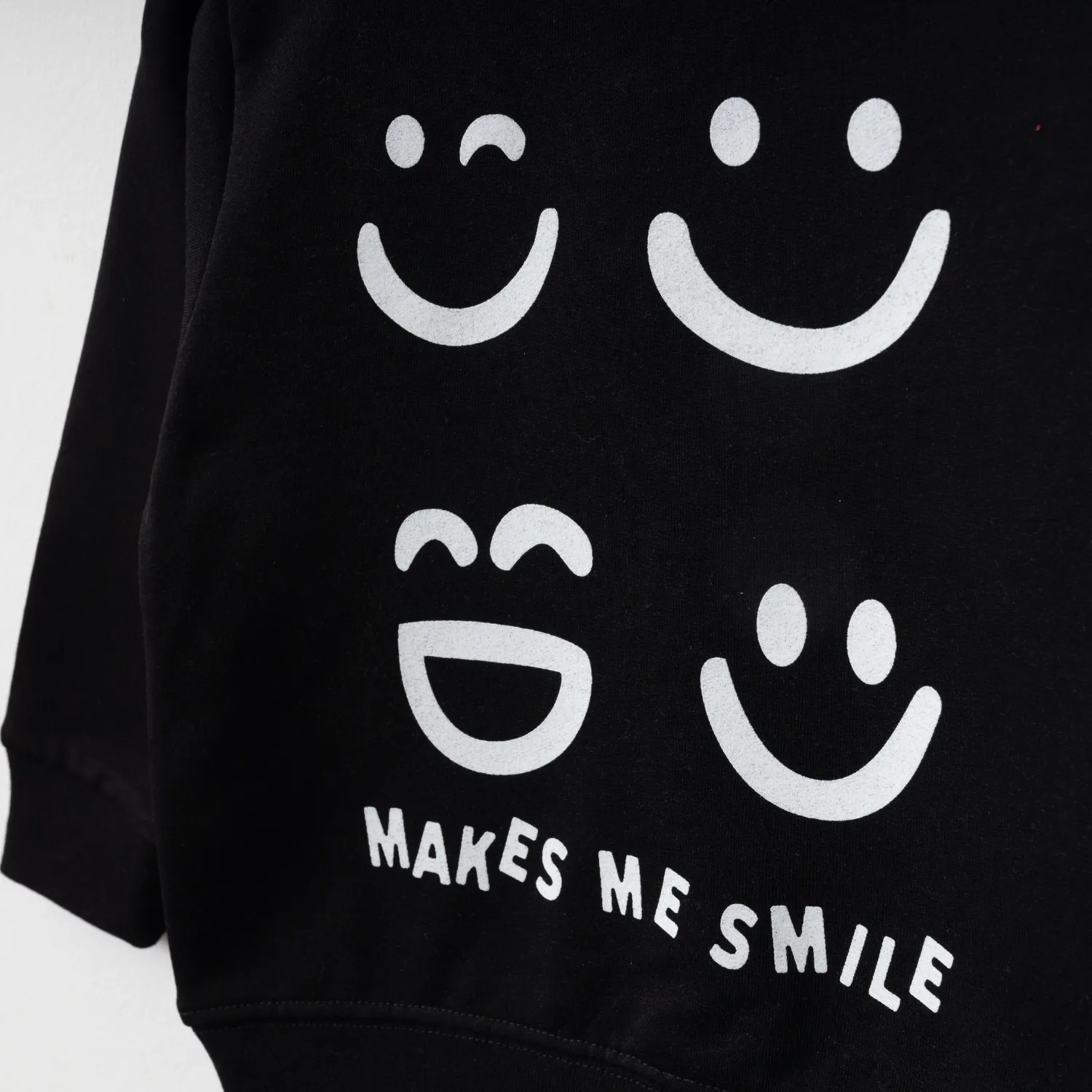 Bebolly Sweatshirt Makes Me Smile Baskılı  Siyah