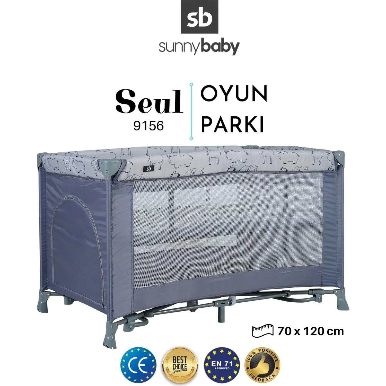 Sunny Baby 9156 Seul Oyun Parkı 70x120 cm Gri