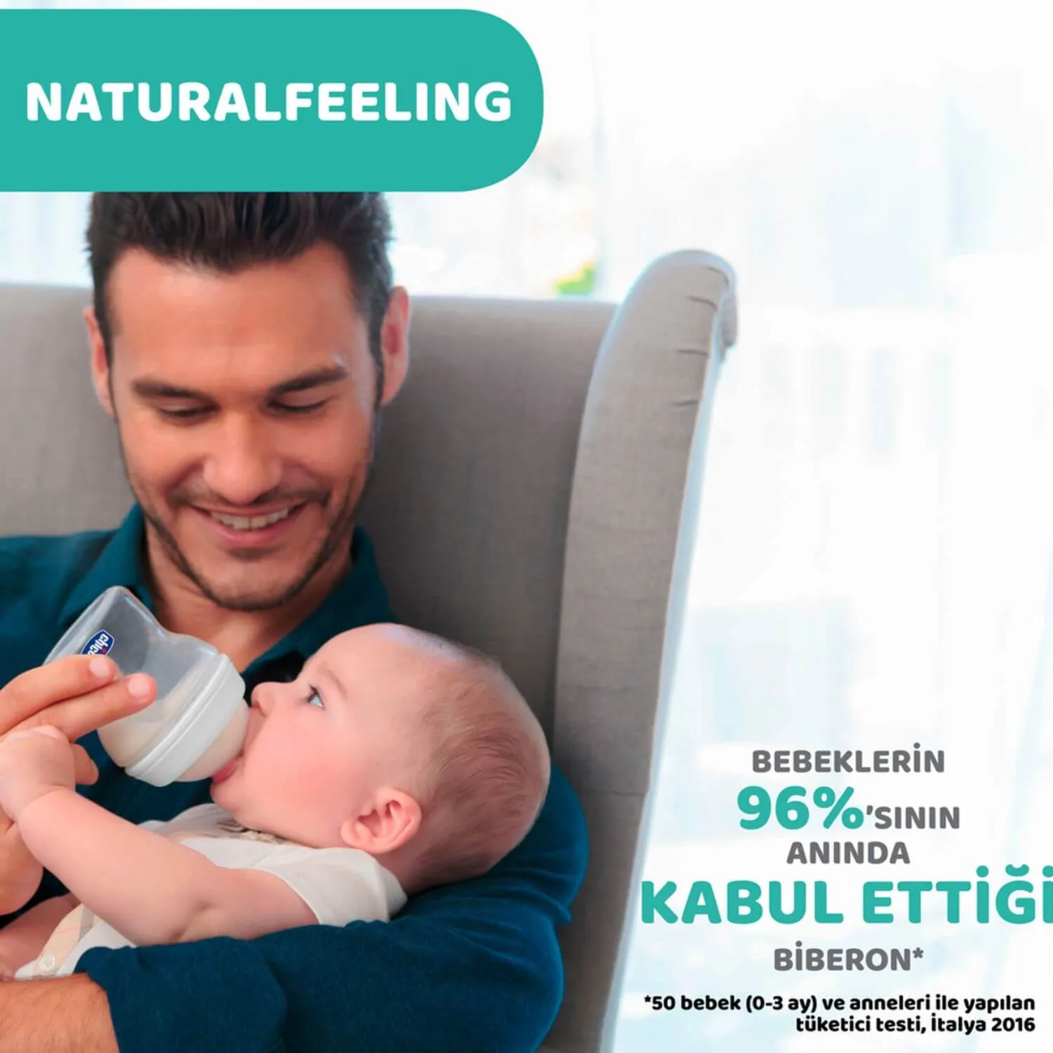 Chicco Natural Feeling Silikon Emzikli Cam Biberon 250 ml 0+ Ay