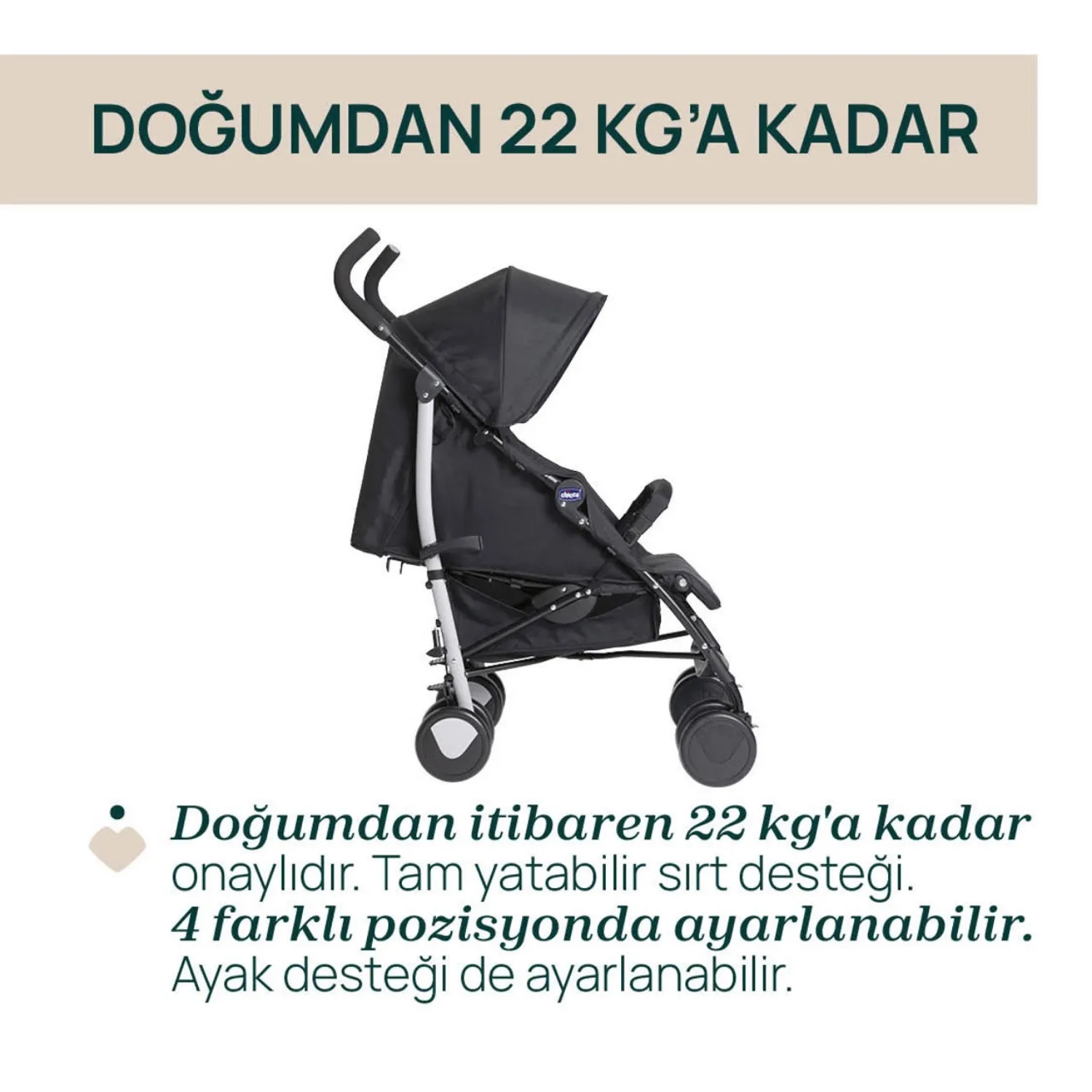 Chicco Echo Lite Baston Bebek Arabası Ebony
