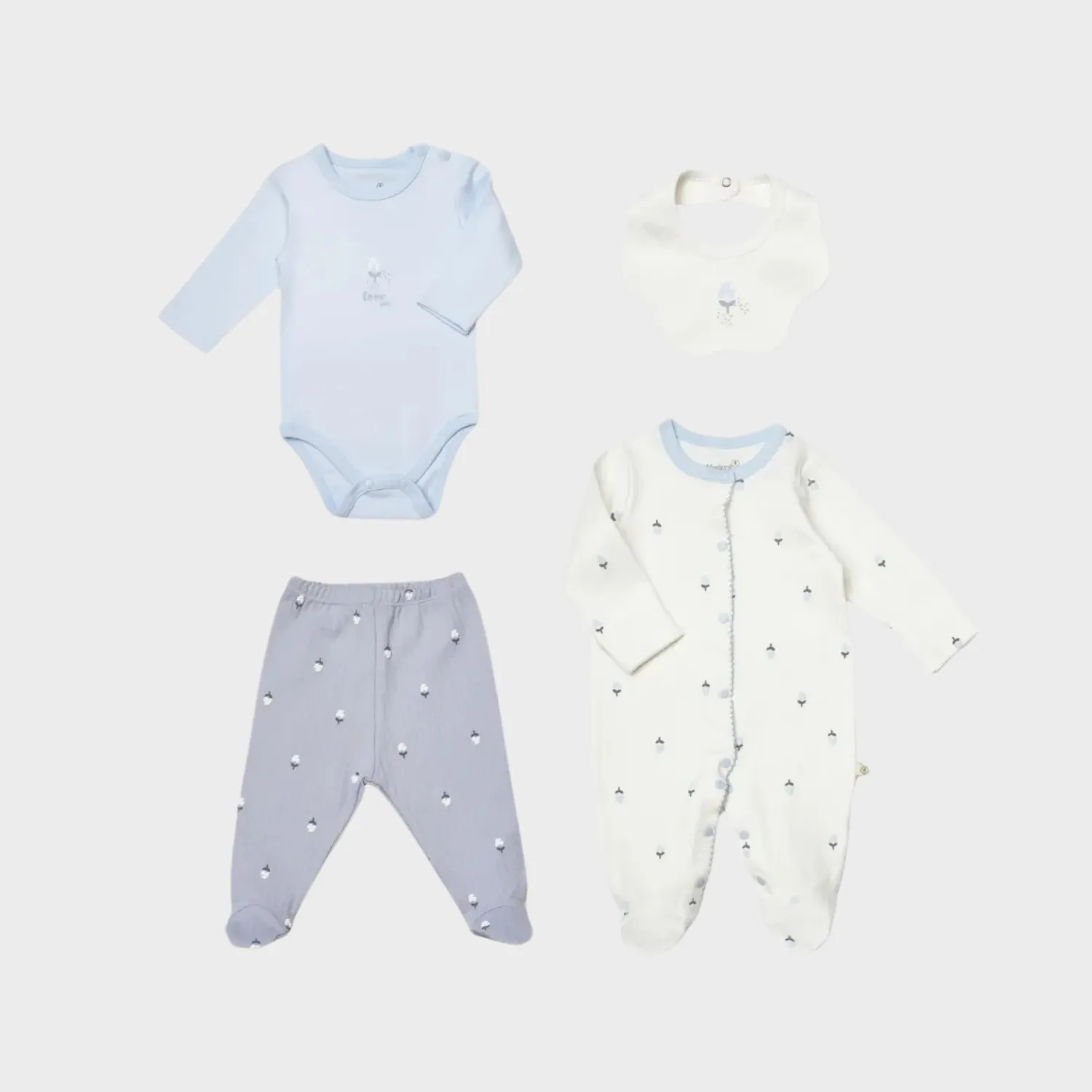 Bibaby Organik Tulum Takımı 4lü Love Floral Ekru - Lila
