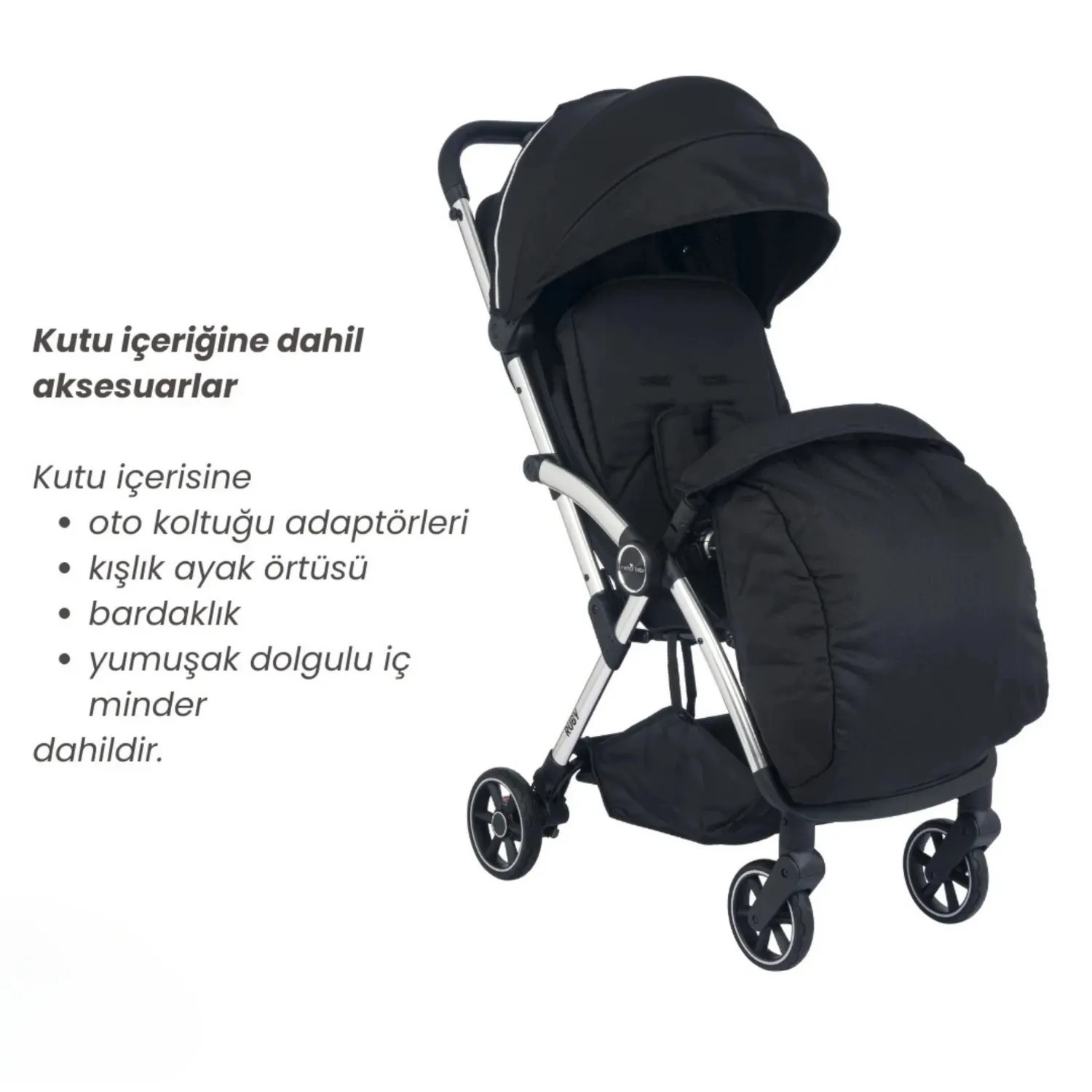 Merkür Bebe Ruby Kabin Bebek Arabası Siyah