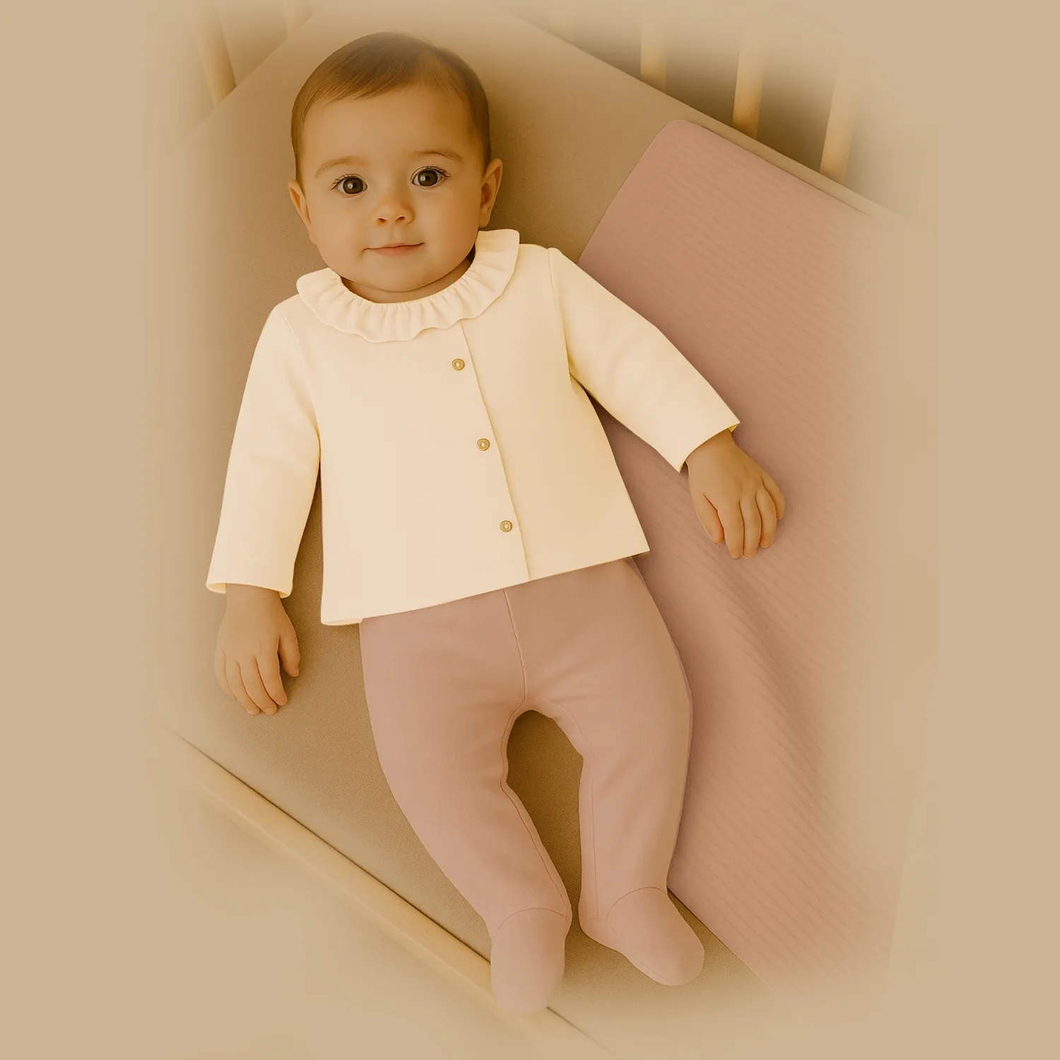 Bistyle Zıbın Takımı Battaniyeli Princess Ekru - Gül Kurusu Bistyle Zıbın Takımı Battaniyeli Princess Ekru - Gül Kurusu