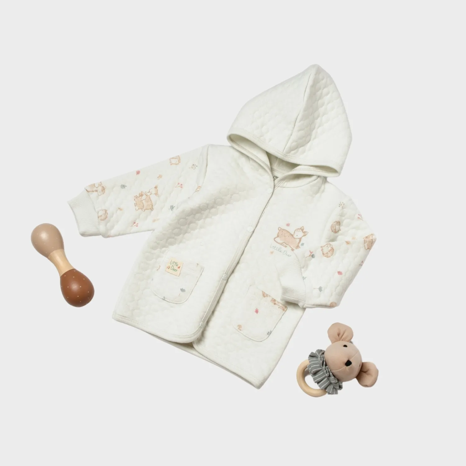 Bibaby Kazak Cardigan Little Deer Mint - Powder