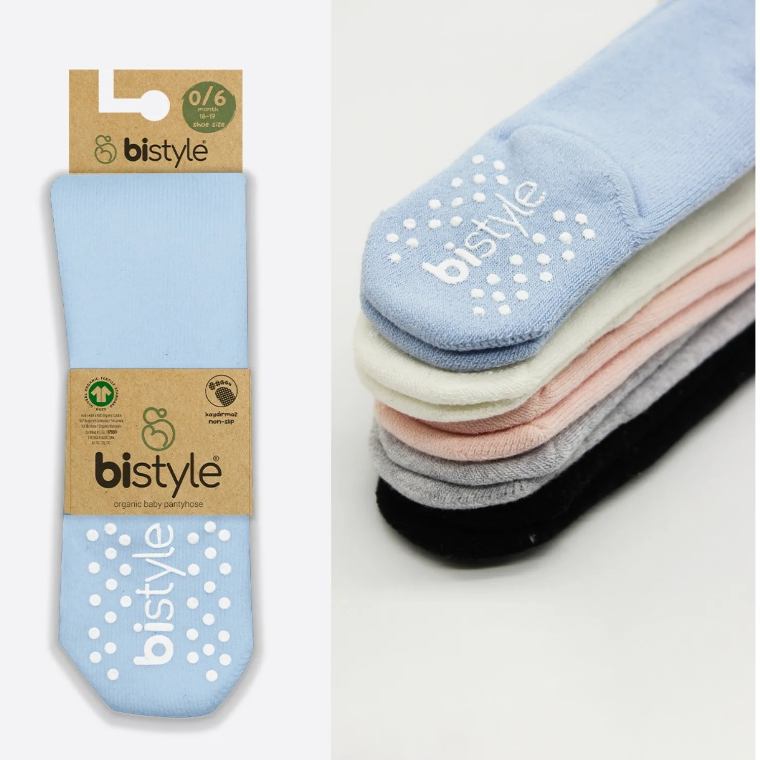 Bibaby Organik Çorap Soket Kaymaz Havlu Bistyle Mavi