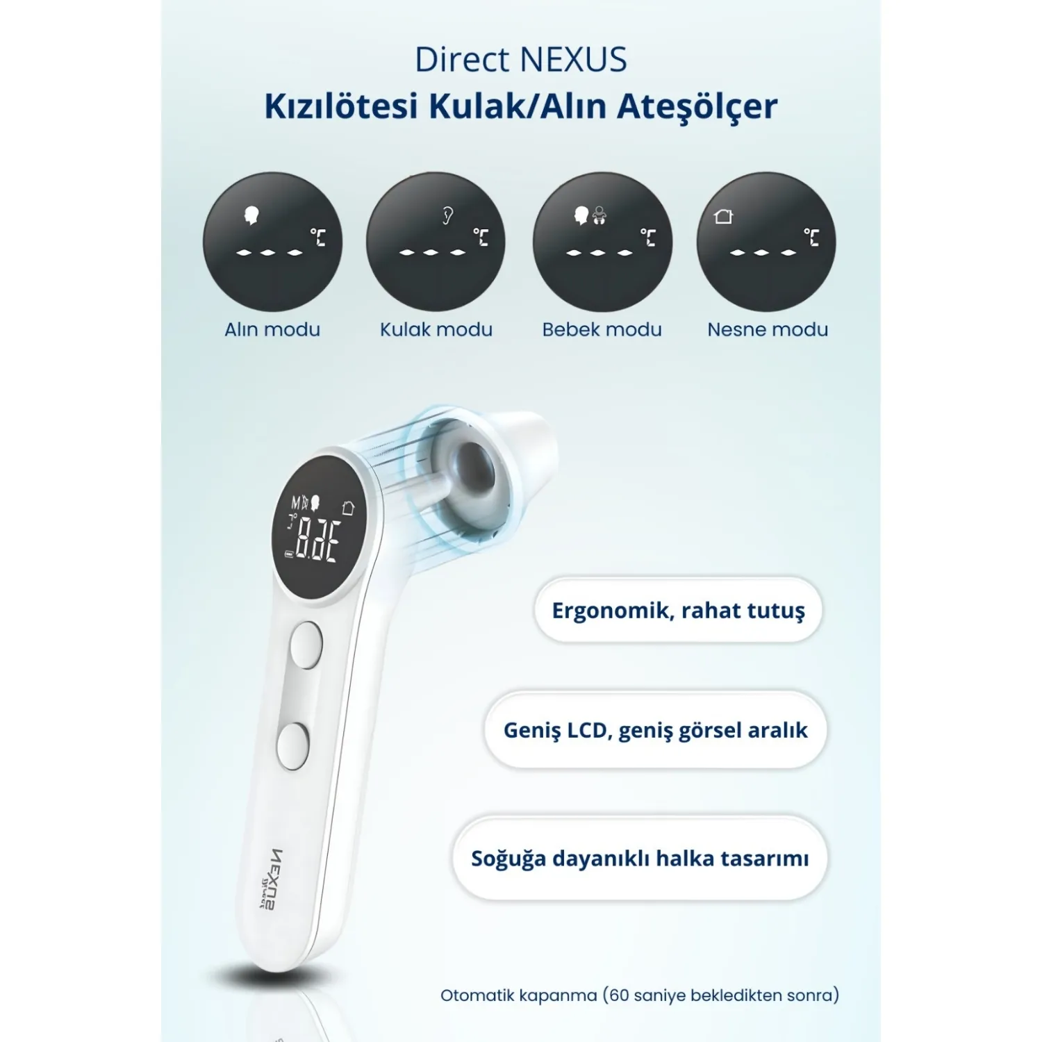 Direct Nexus Dual Kulaktan ve Alından Ateş Ölçer (Yeni)