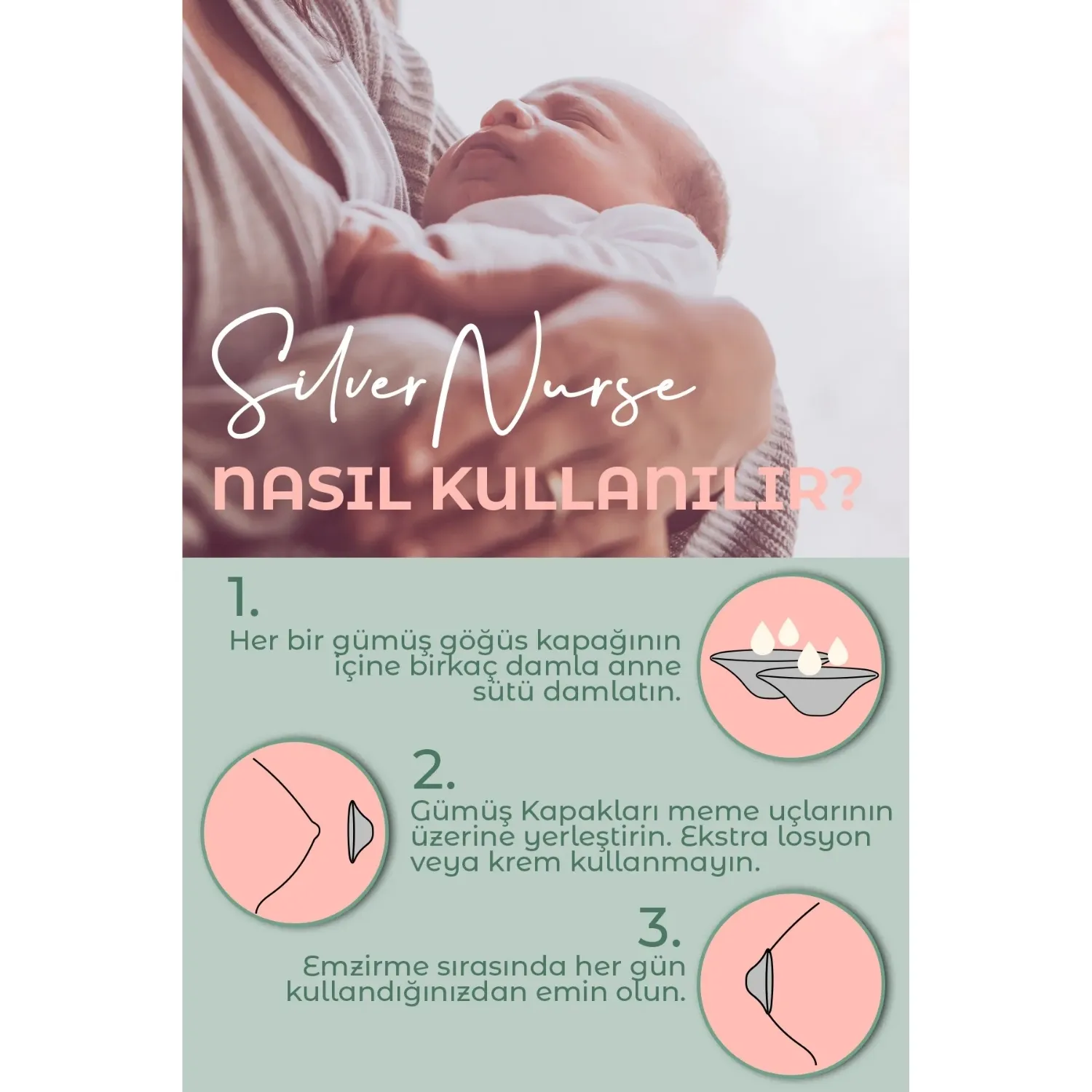 SilverNurse Koruyucu Göğüs Kapakları Gümüş 2li