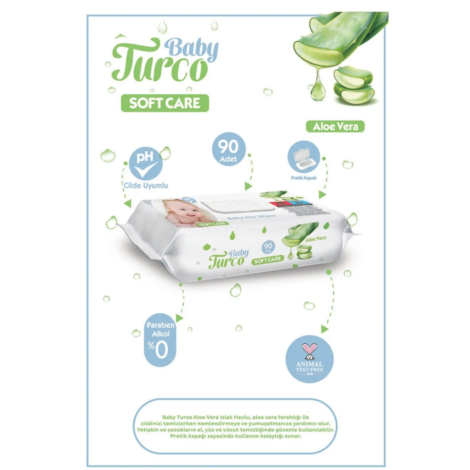 Baby Turco Softcare Alovera Islak Mendil 90lı