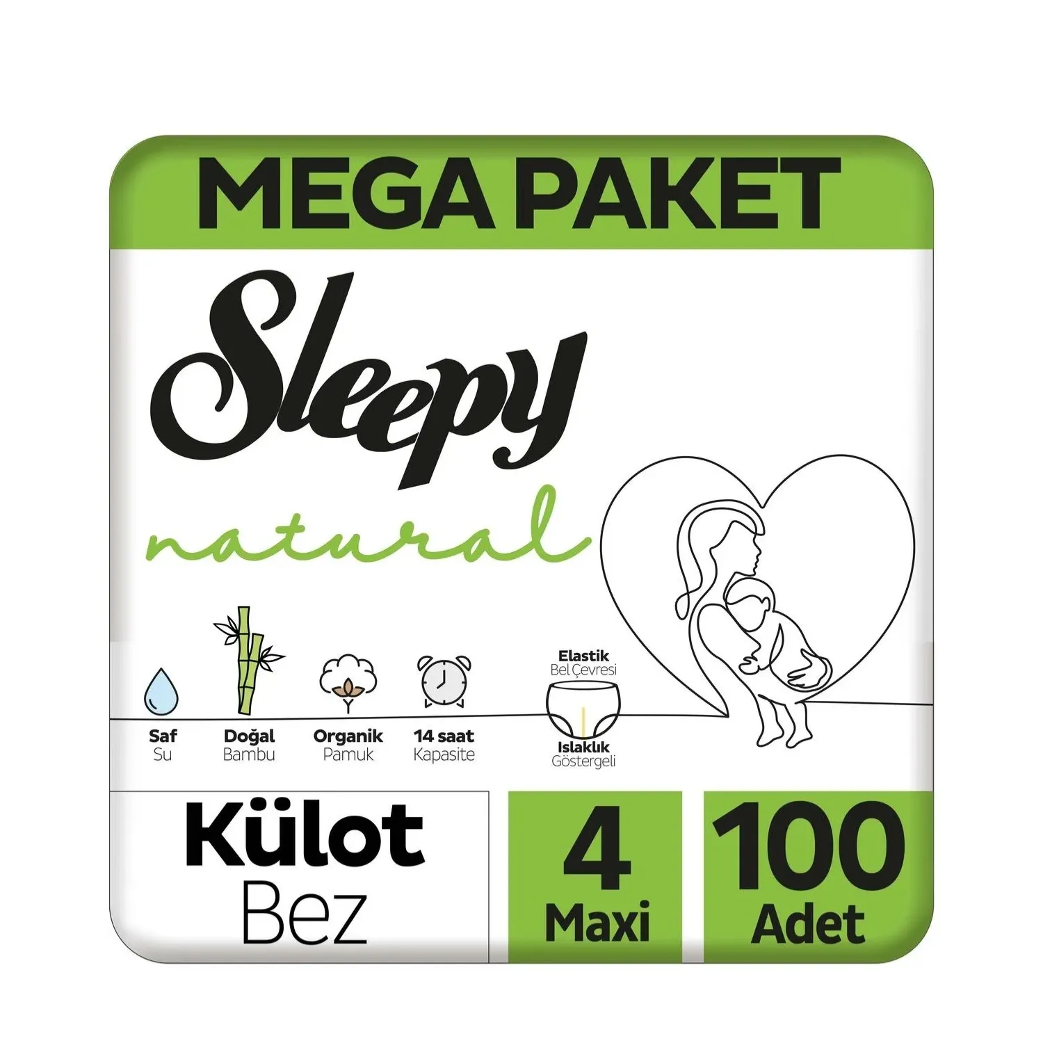 Sleepy Natural Külot Bebek Bezi 4 Numara Maxi 100lü Mega Paket