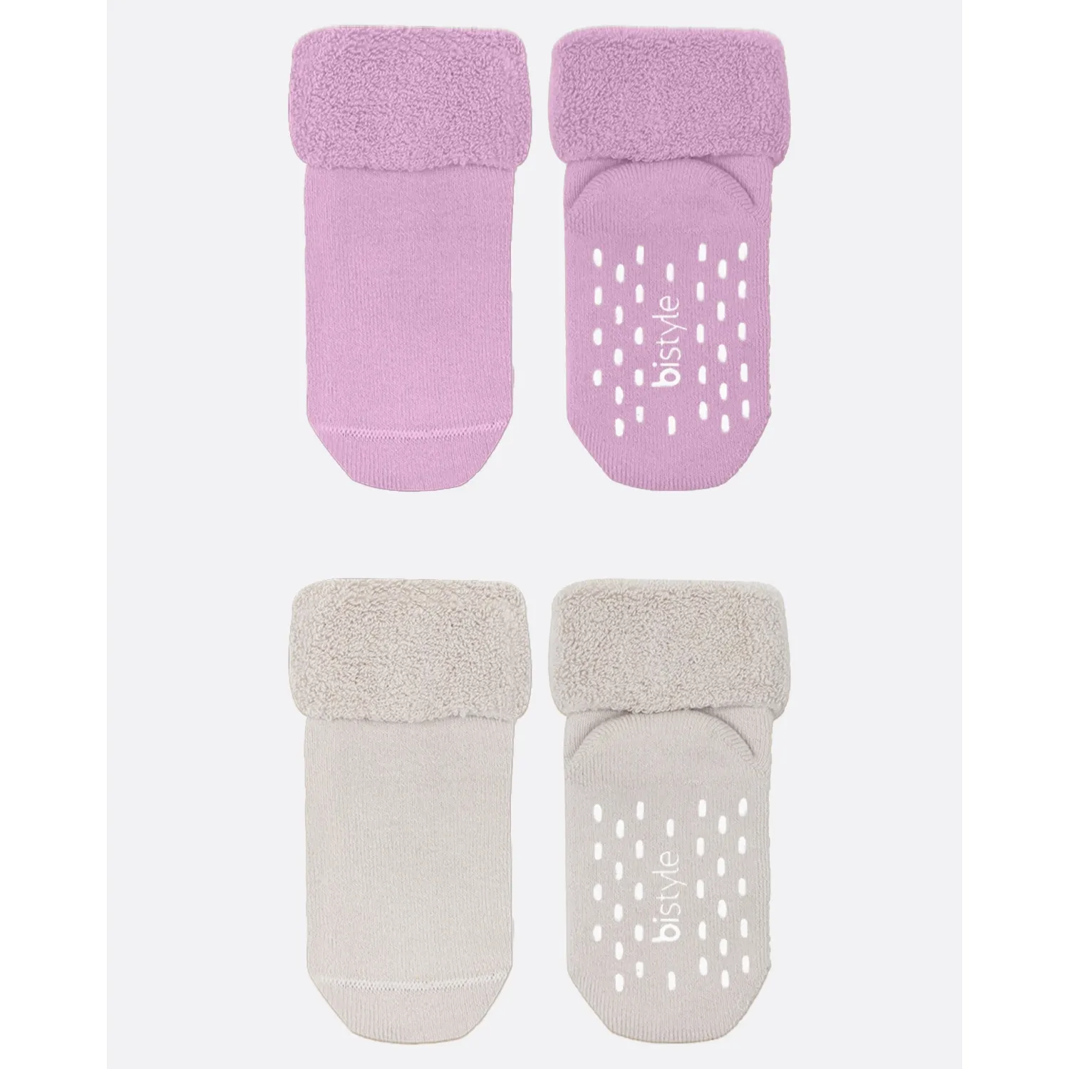 Bistyle Çorap Soket Havlu 2li Kaymaz Basic Girl Gül Kurusu - Natural