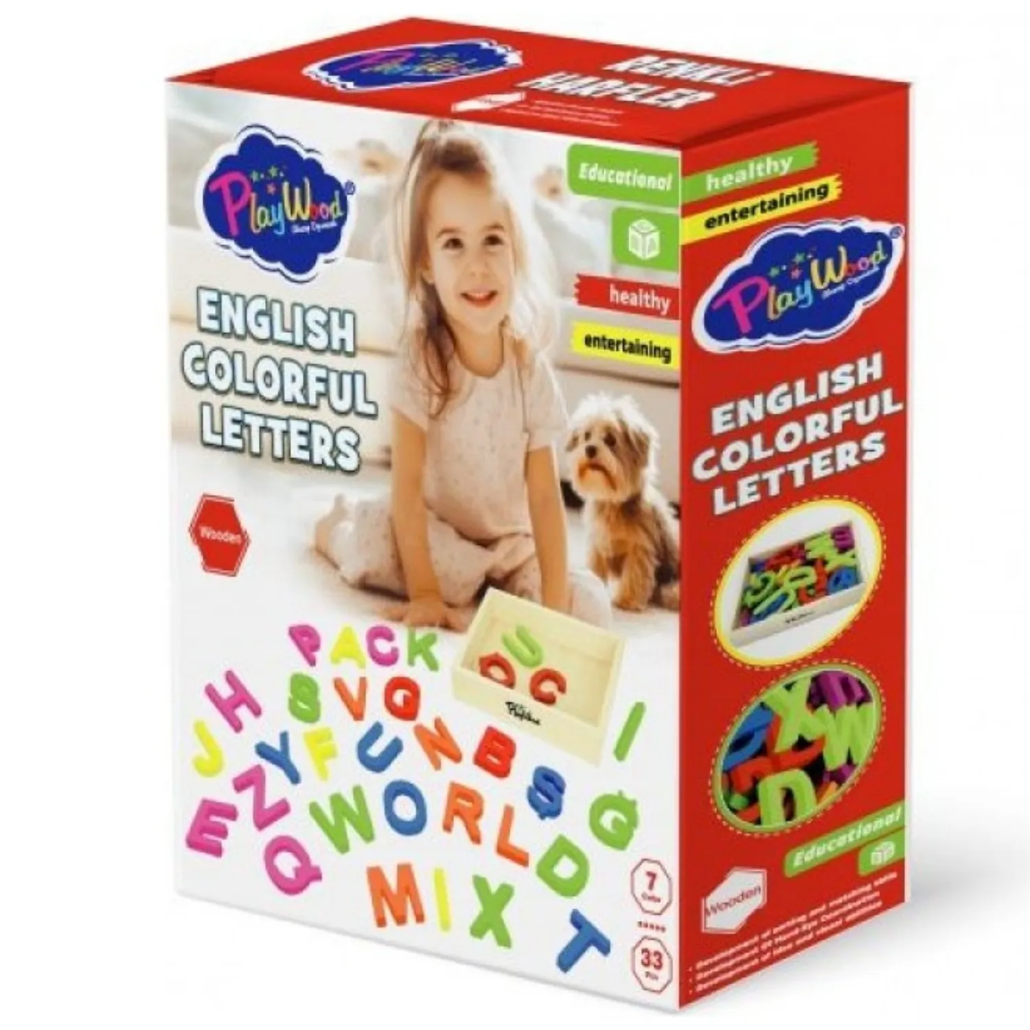 Kutuda 33 Prç Ahşap Kasalı Renkli Harfler
