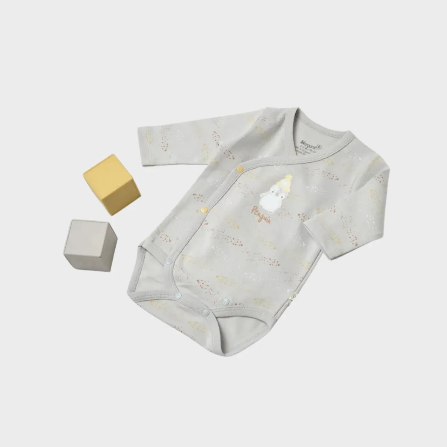 Bibaby Organik Body Kruvaze Penguin Club Ekru - Gri
