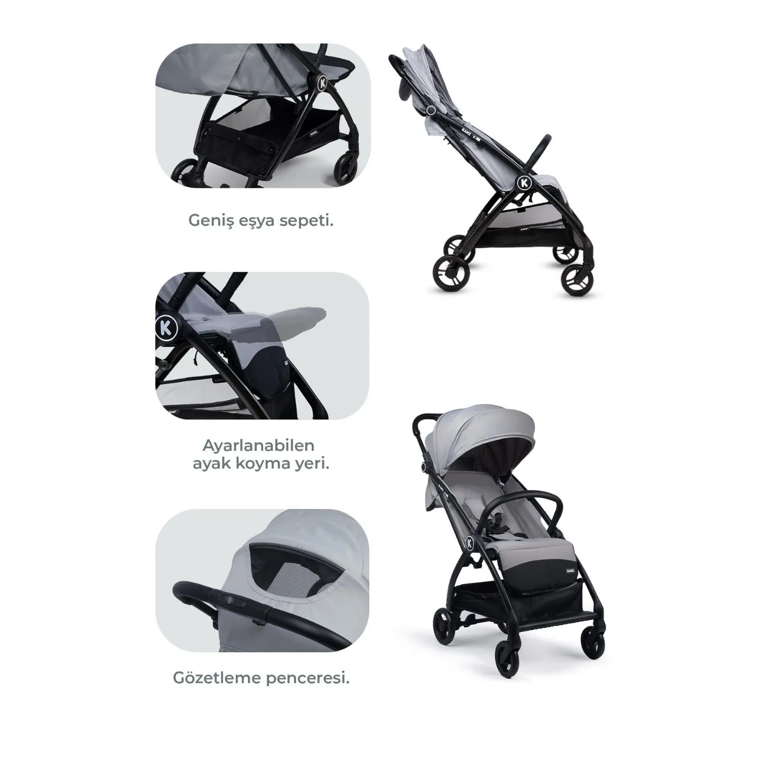 Kanz XFlop Bebek Arabası Ultimate Grey