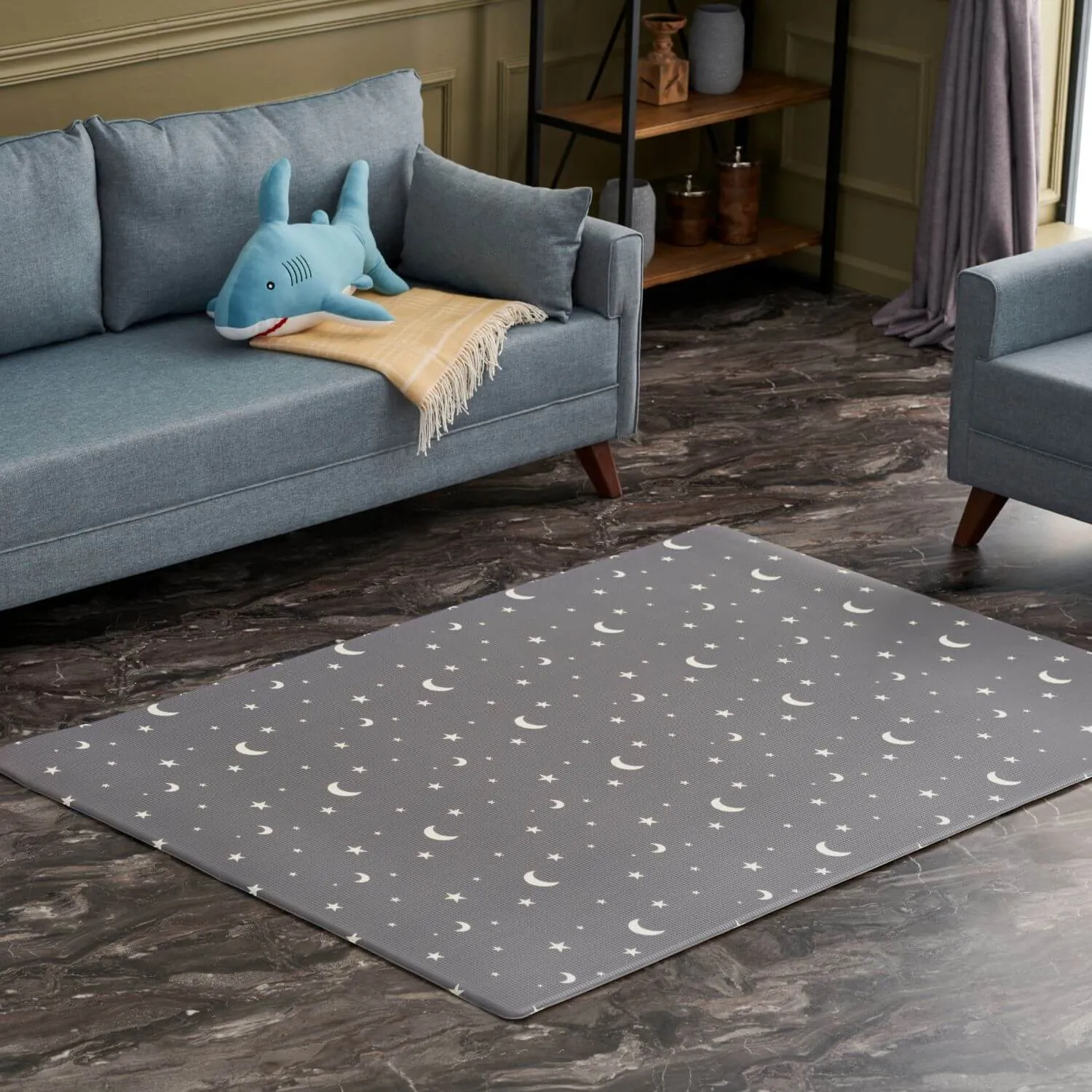 Tummymat Numbers Gray Stars Oyun Matı 15mm 200x140 cm