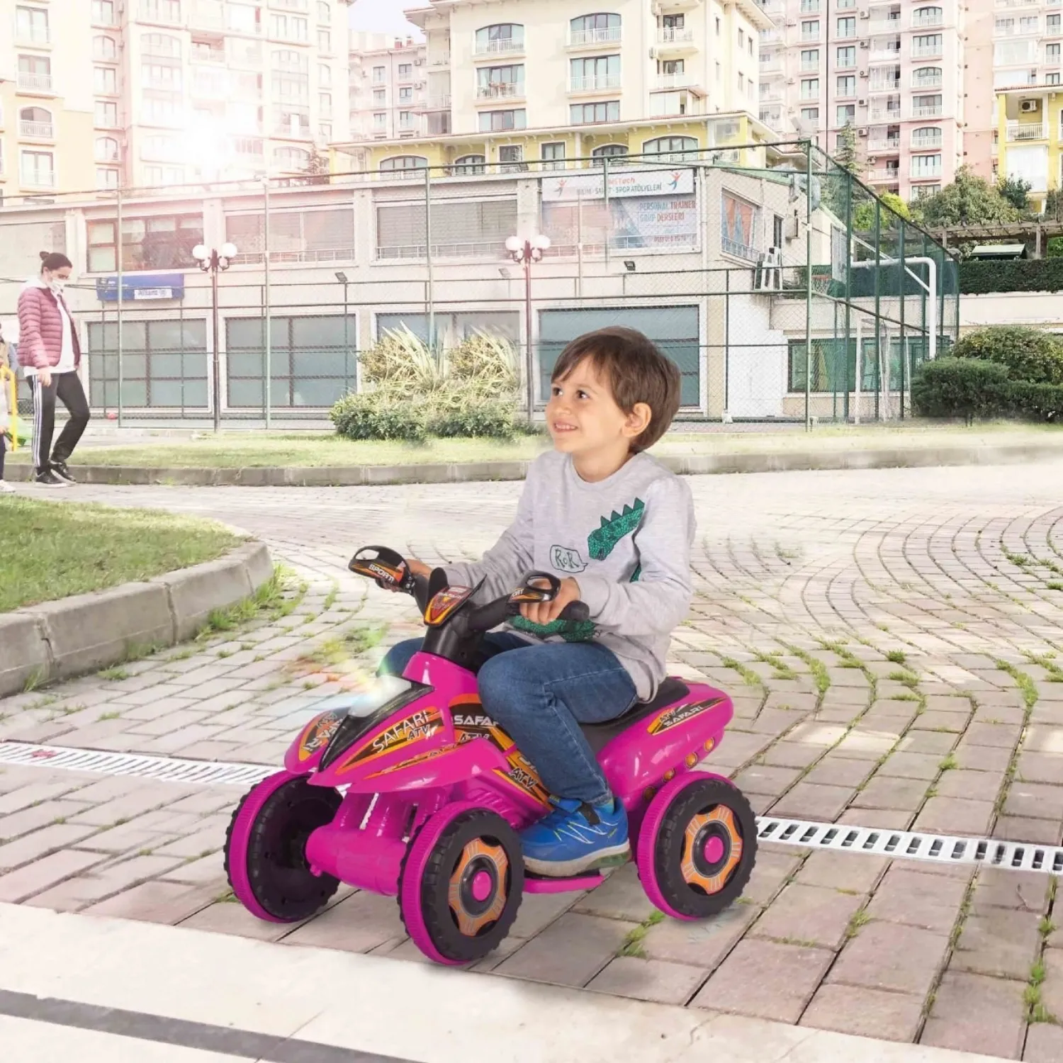 Akülü Atv Müzikli ve Led Işıklı 6V Safari Pembe