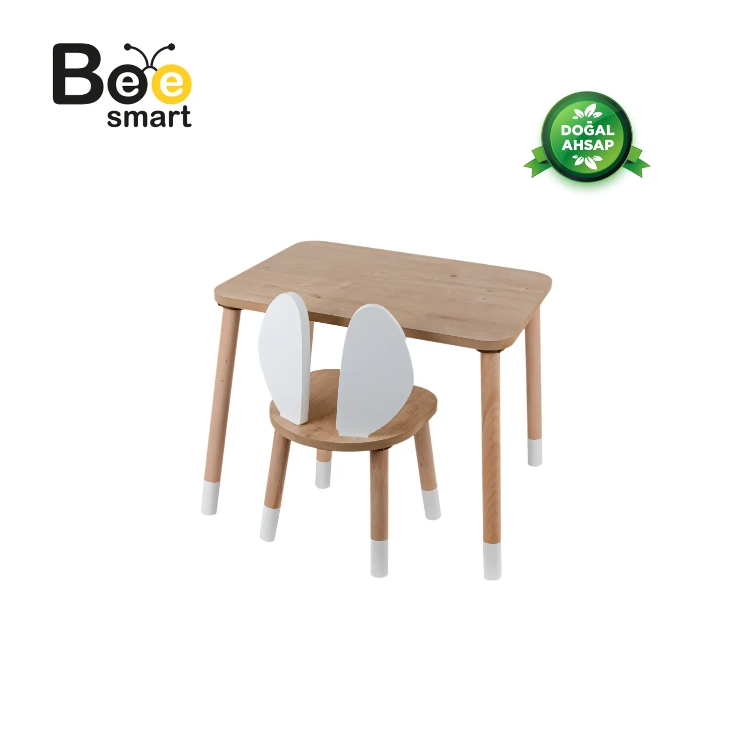 Bee Smart 2 Sandalyeli Masa Seti Beyaz Naturel 